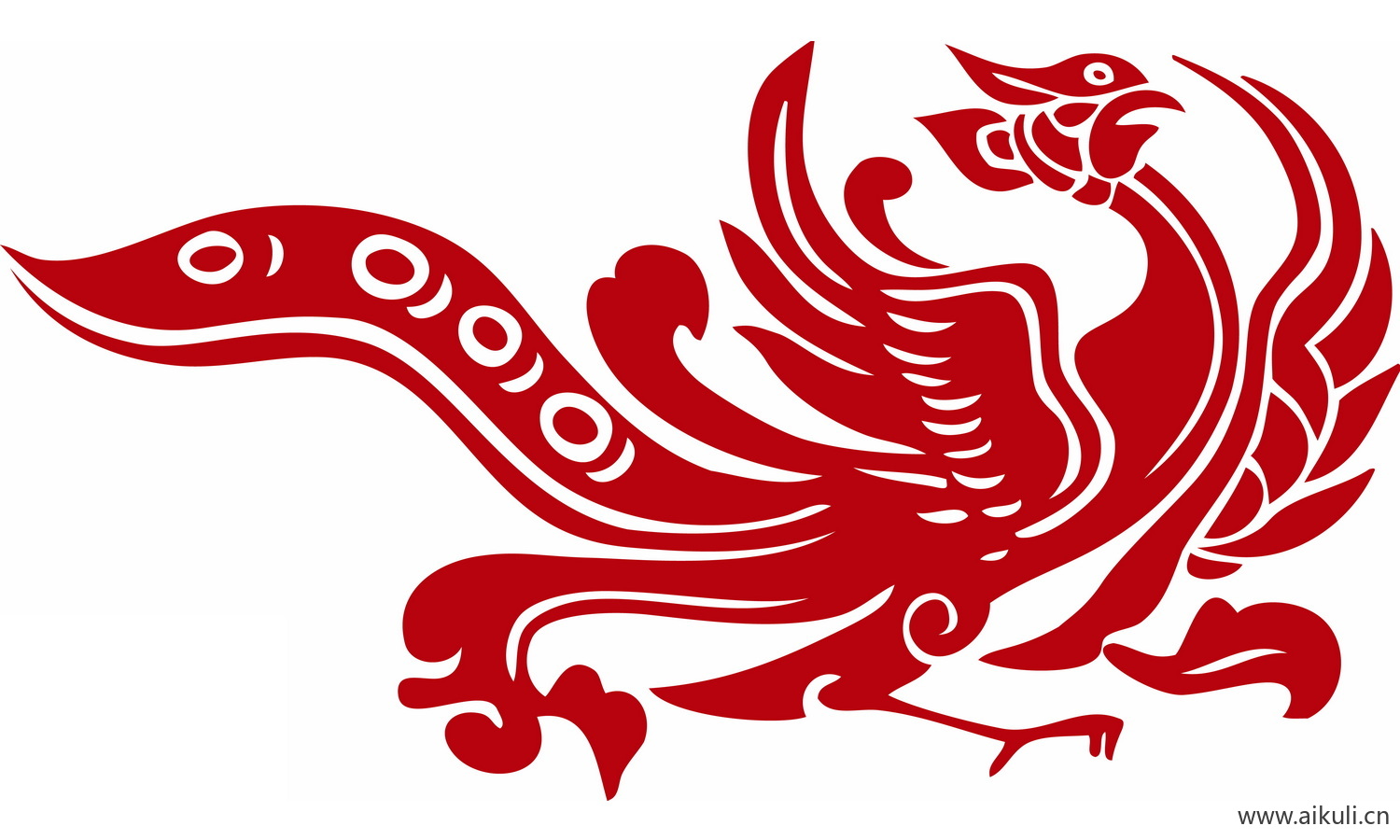 古风龙凤矢量图案纹样PNG-W凤形图案