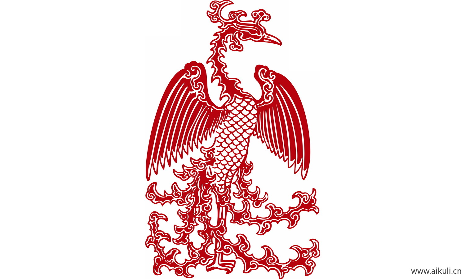 龙凤矢量图案纹样PNG-G凤形图案
