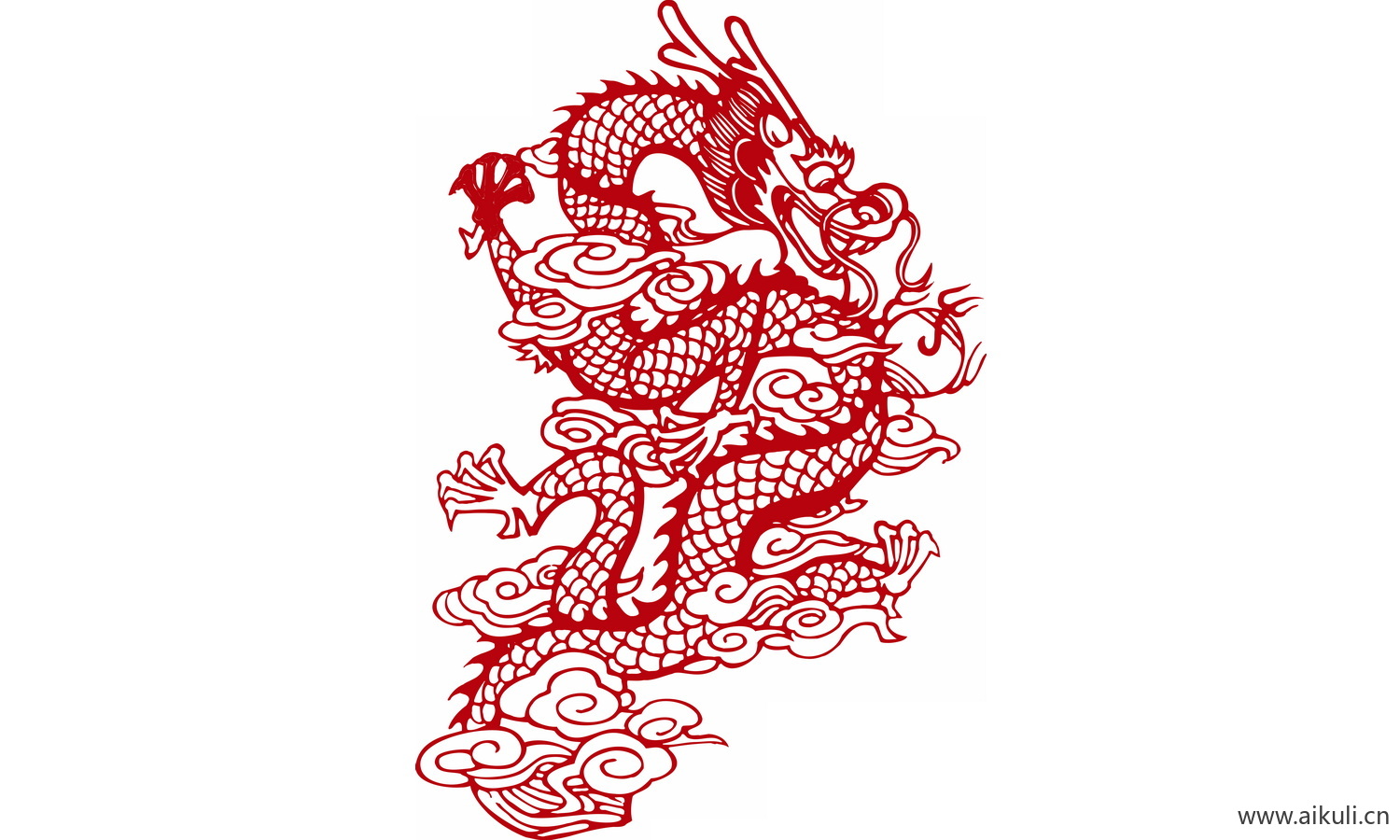 中式龙凤图案纹样PNG-M龙形图案矢量