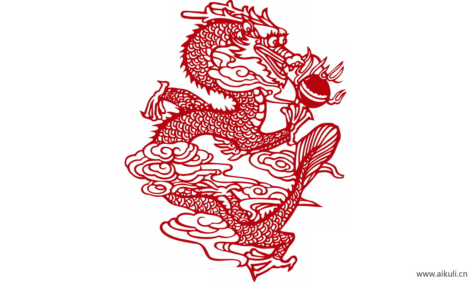 中式龙凤图案纹样PNG-C龙形图案矢量