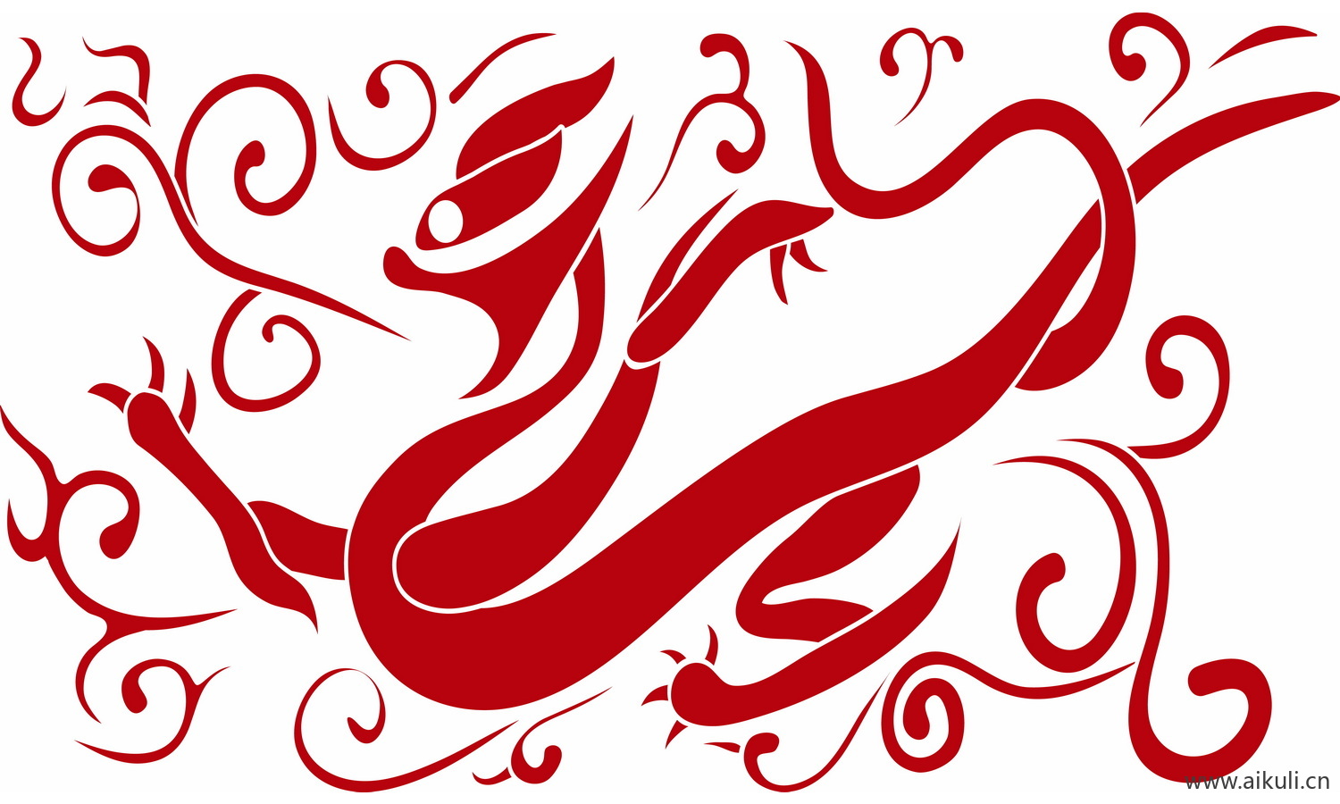 中式龙凤图案纹样PNG-U龙形图案矢量