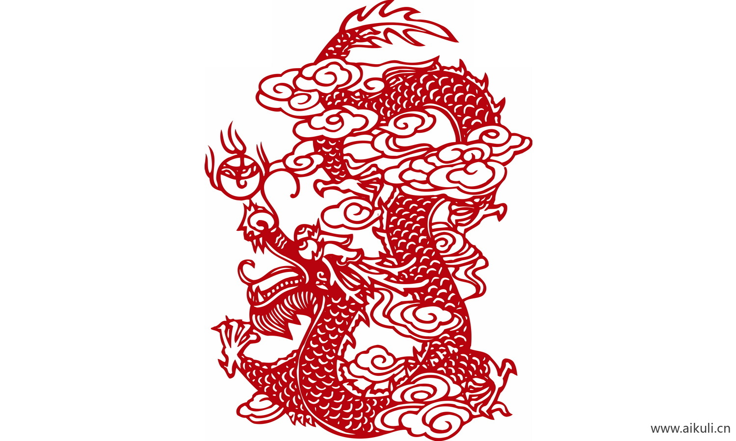 中式龙凤图案纹样PNG-D龙形图案矢量