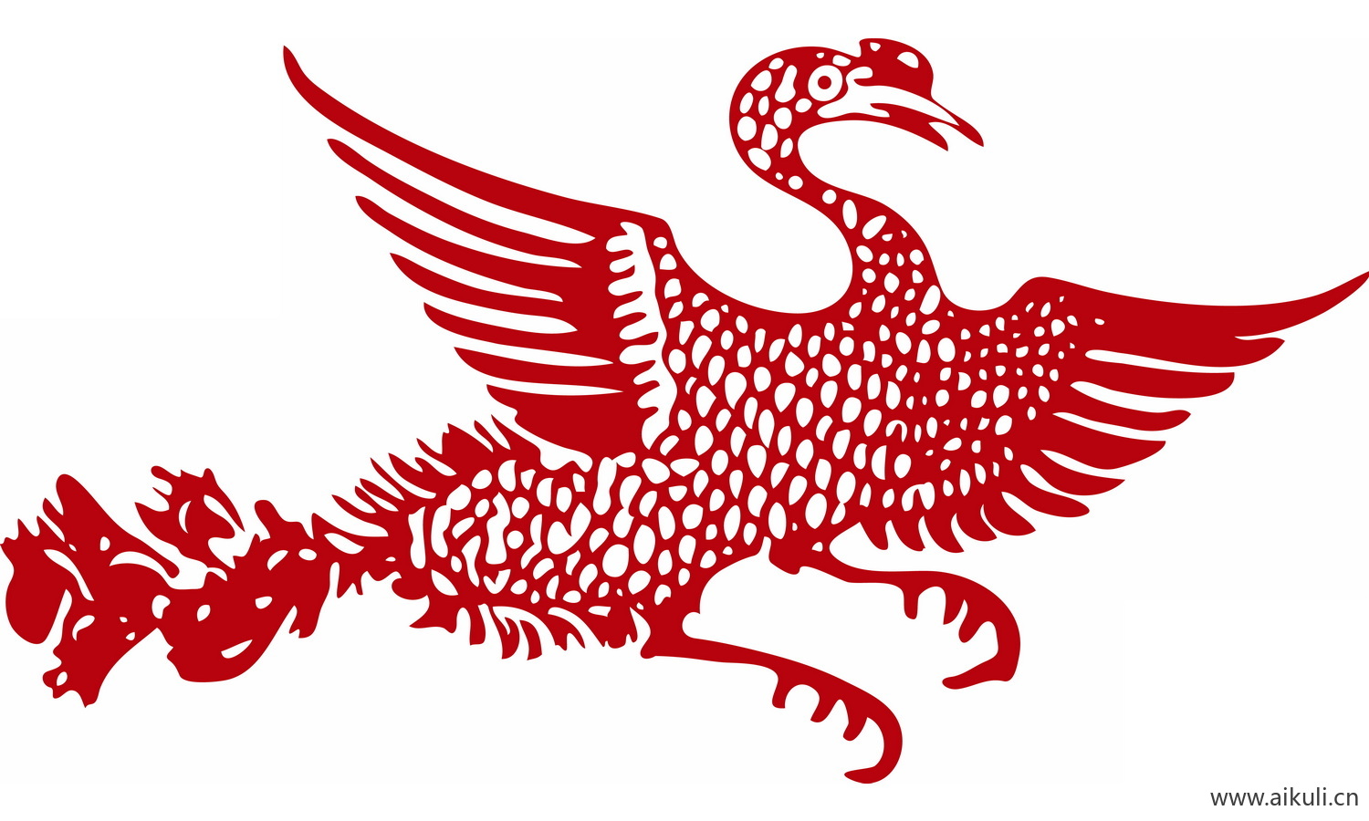 古风龙凤矢量图案纹样PNG-P凤形图案