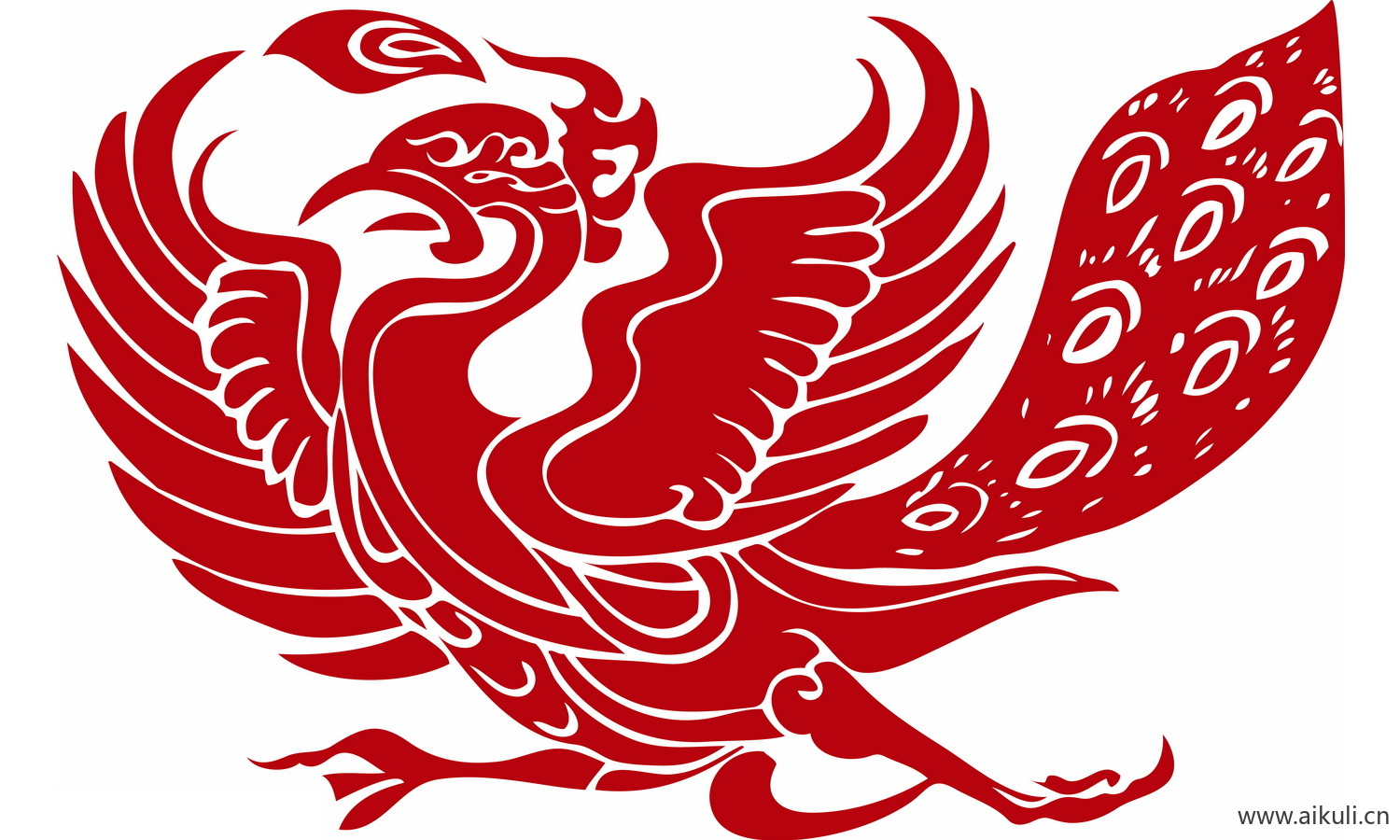 古风龙凤矢量图案纹样PNG-T凤形图案