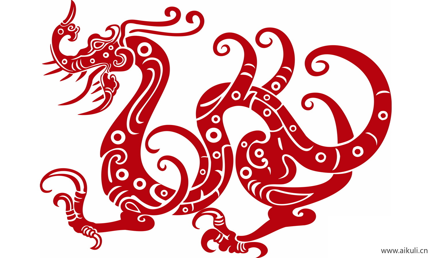 中式龙凤图案纹样PNG-R龙形图案矢量