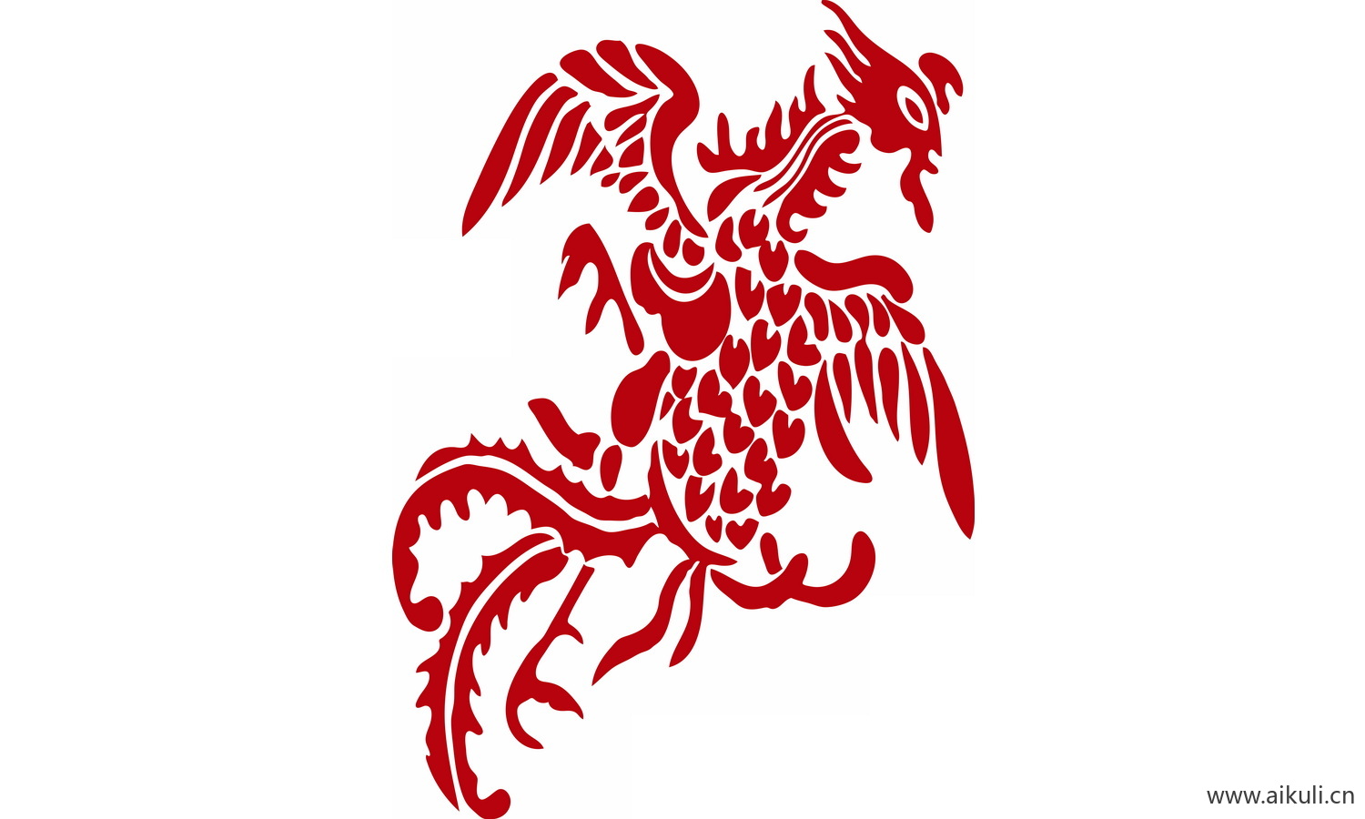 龙凤矢量图案纹样PNG-E凤形图案