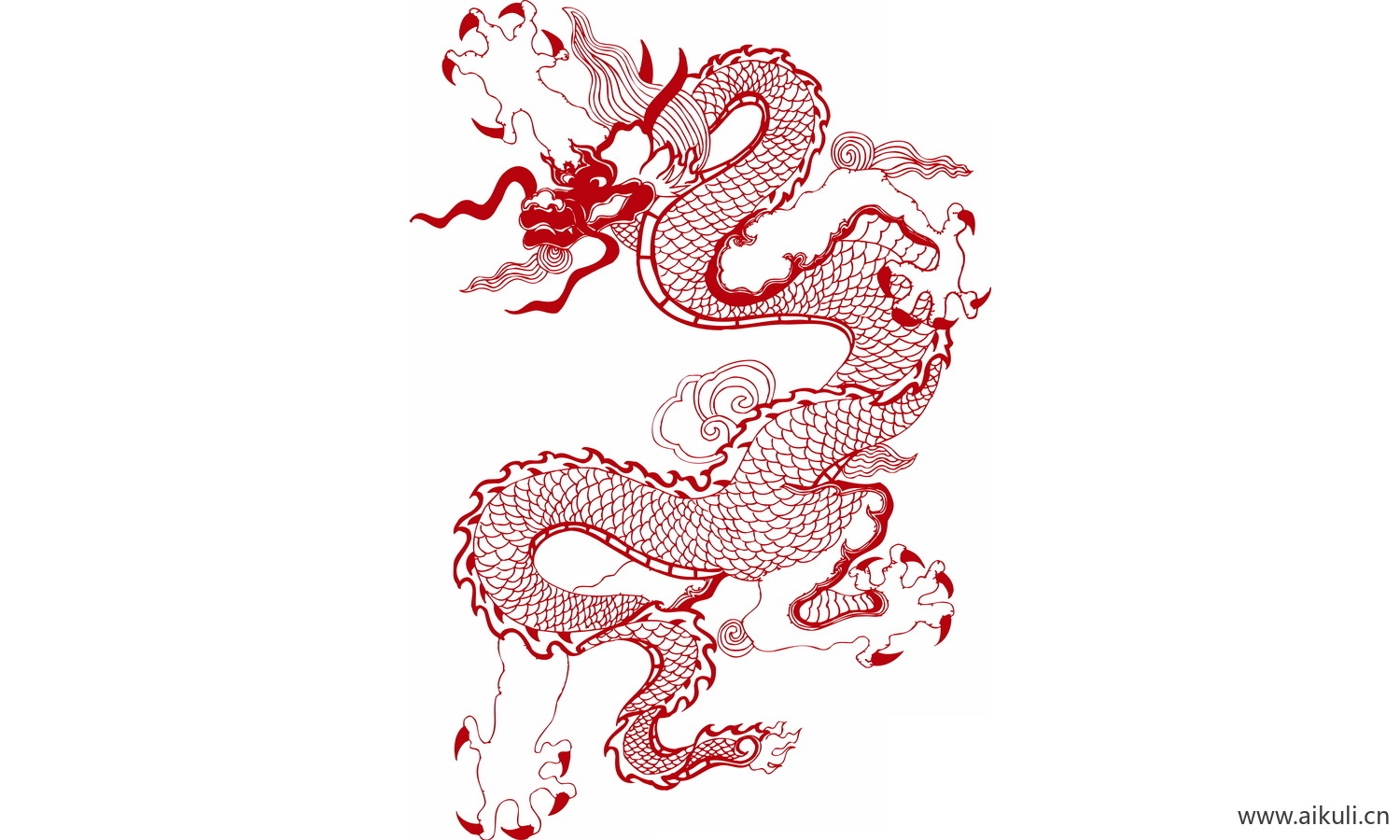 中式龙凤图案纹样PNG-H龙形图案矢量