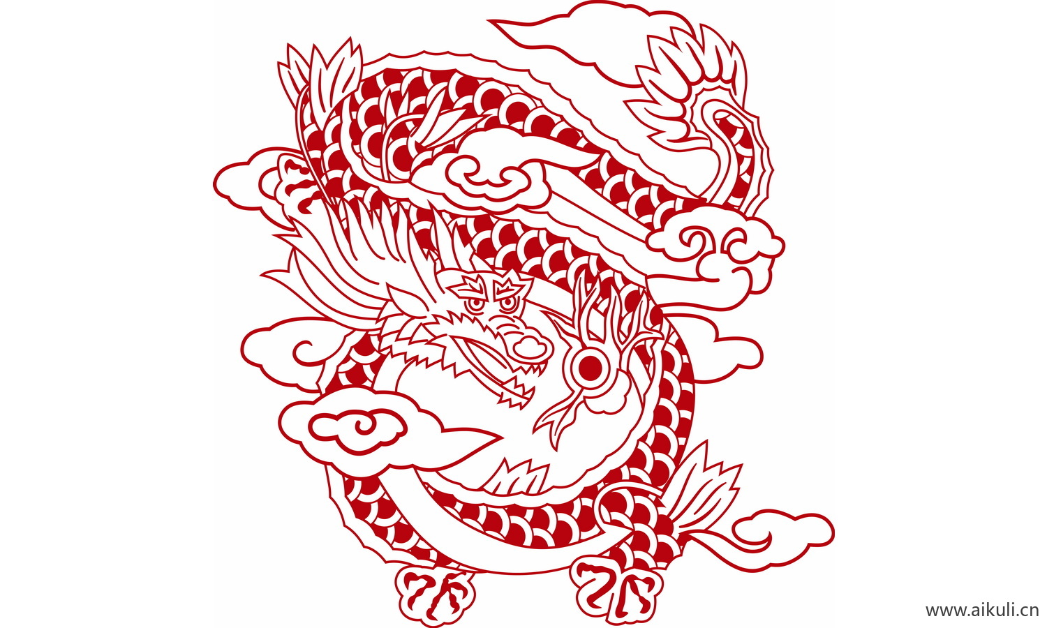 中式龙凤图案纹样PNG-N龙形图案矢量