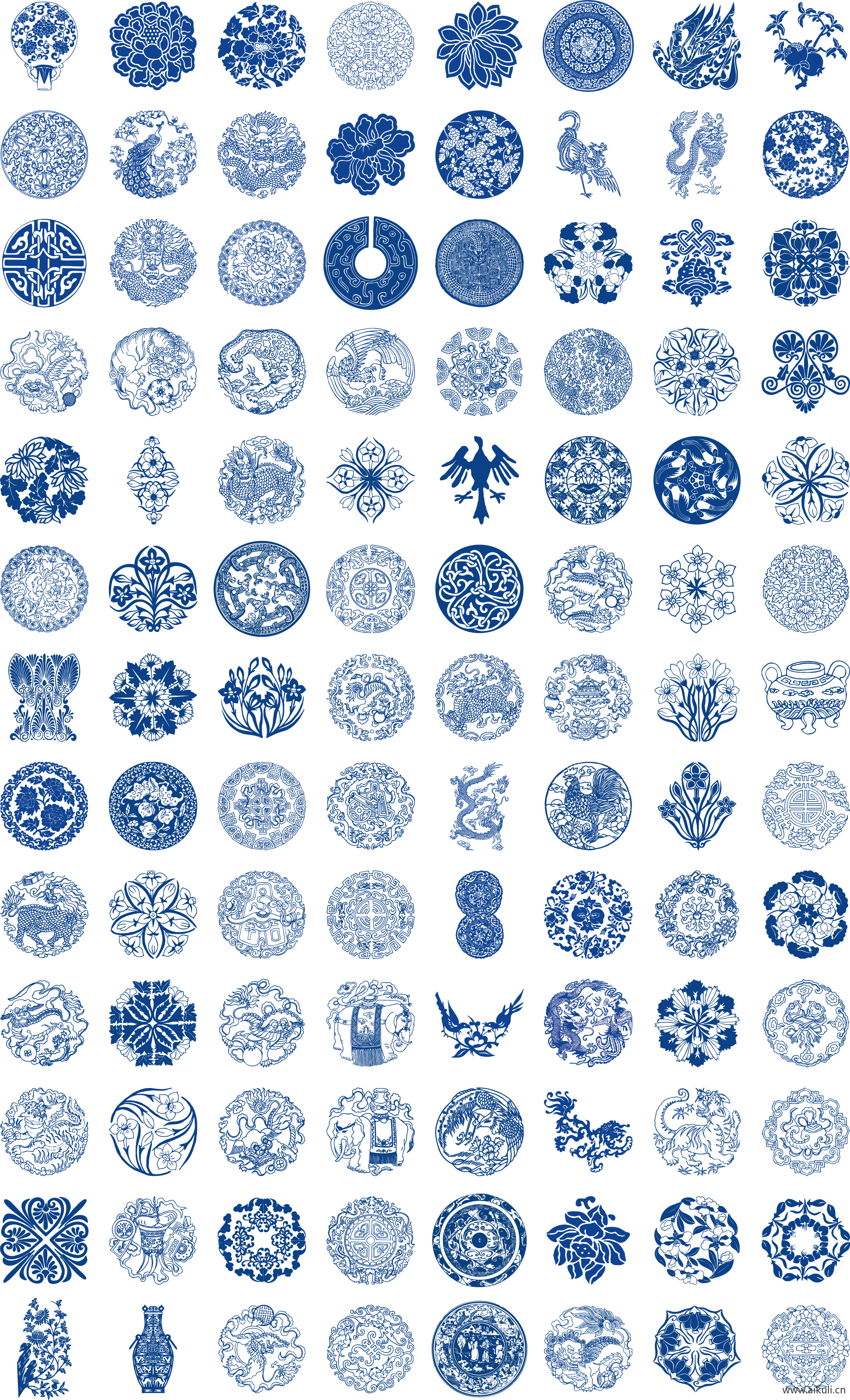青花瓷图案合集现代AI矢量图形图案合集
