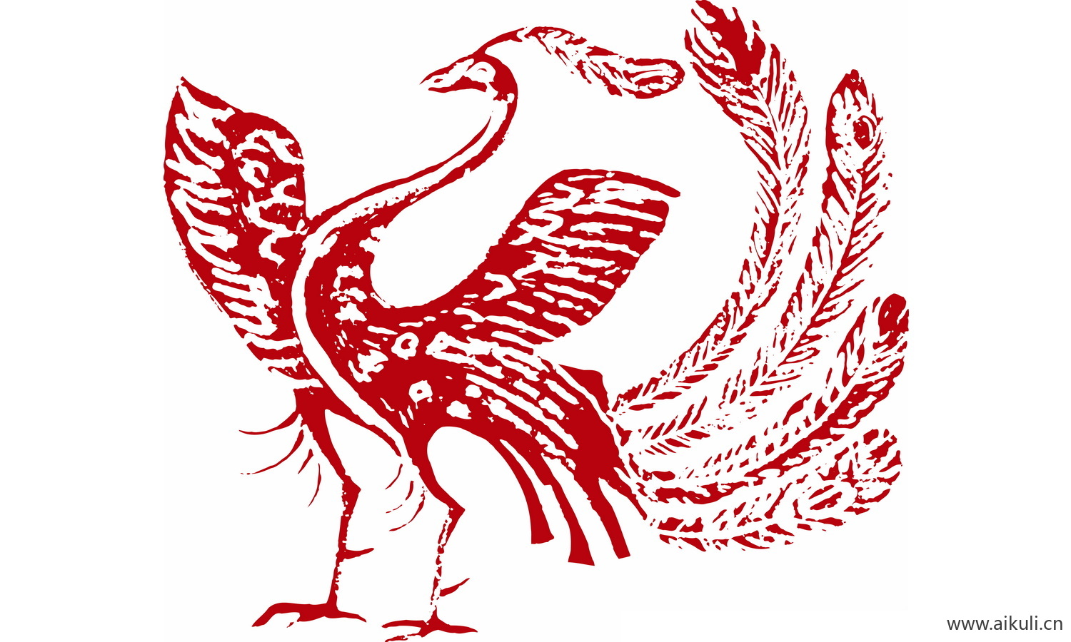 古风龙凤矢量图案纹样PNG-N凤形图案