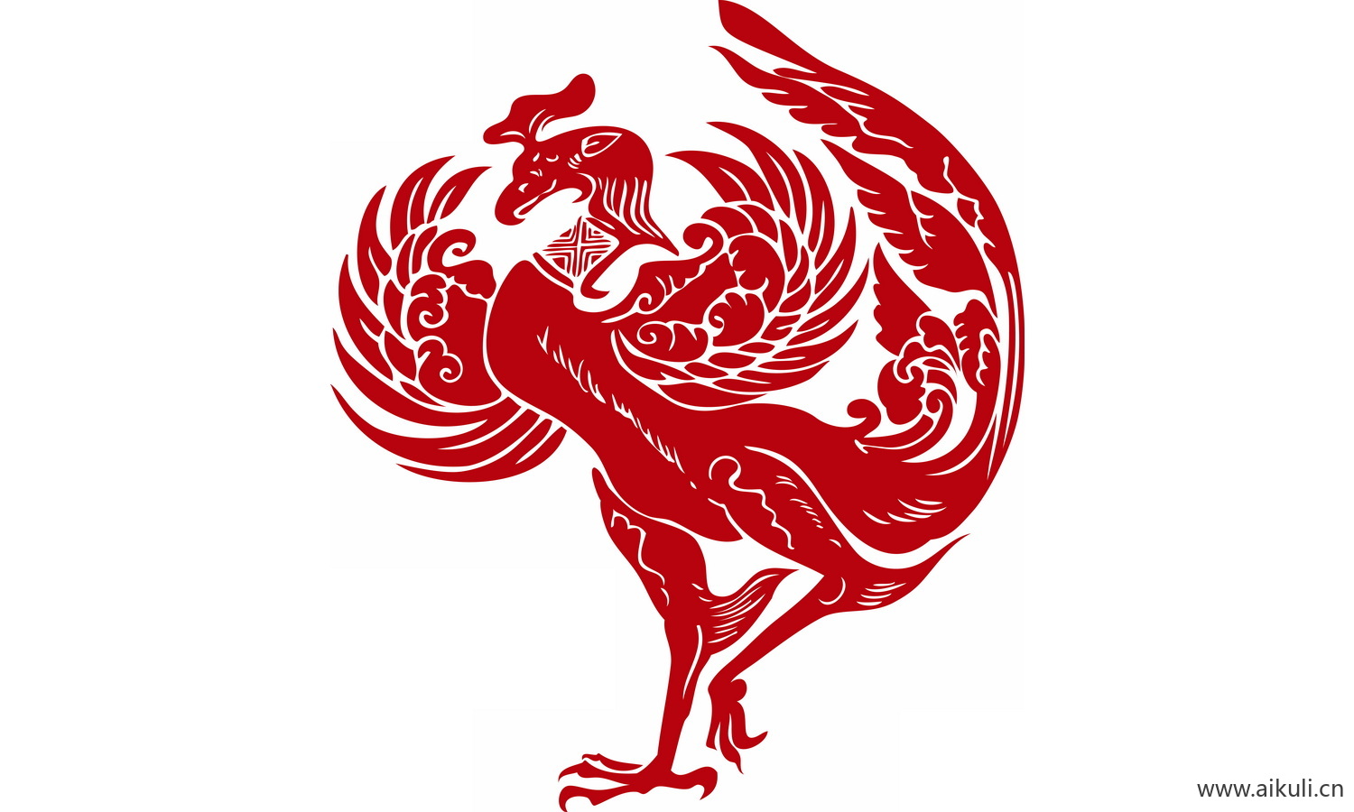 龙凤矢量图案纹样PNG-F凤形图案