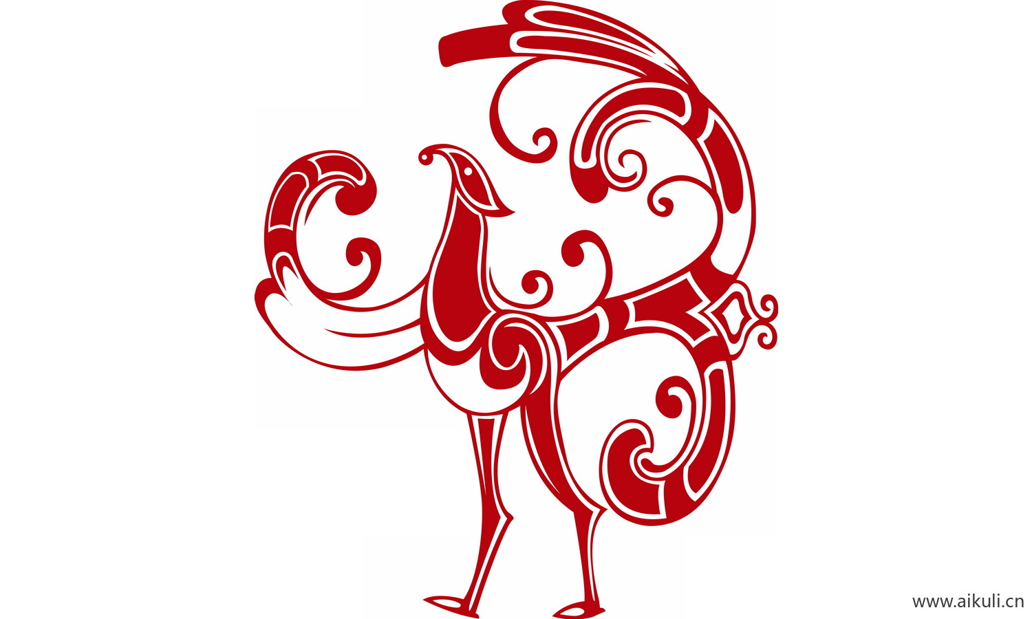 龙凤矢量图案纹样PNG-C凤形图案