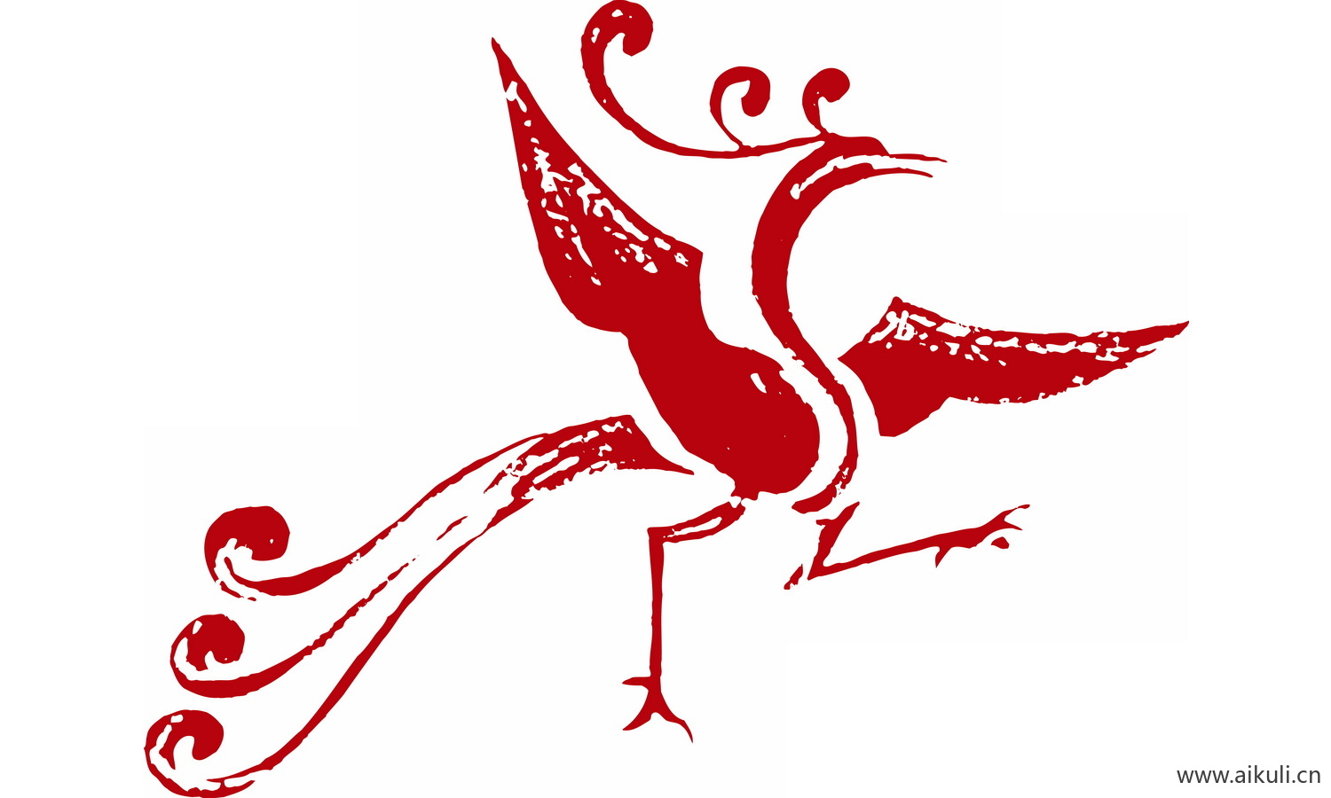 龙凤矢量图案纹样PNG-B凤形图案