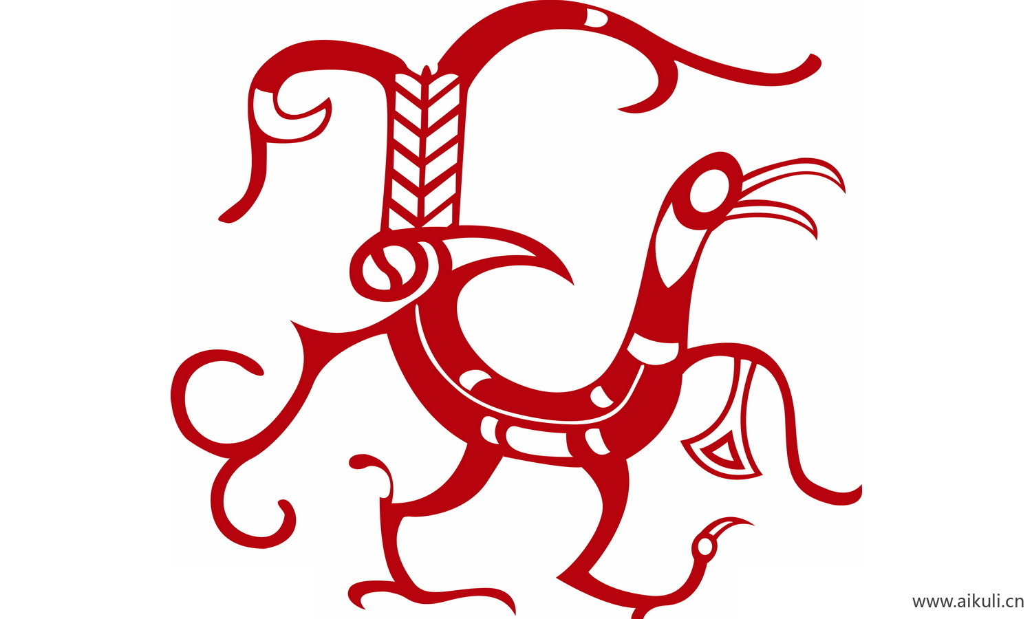 古风龙凤矢量图案纹样PNG-O凤形图案