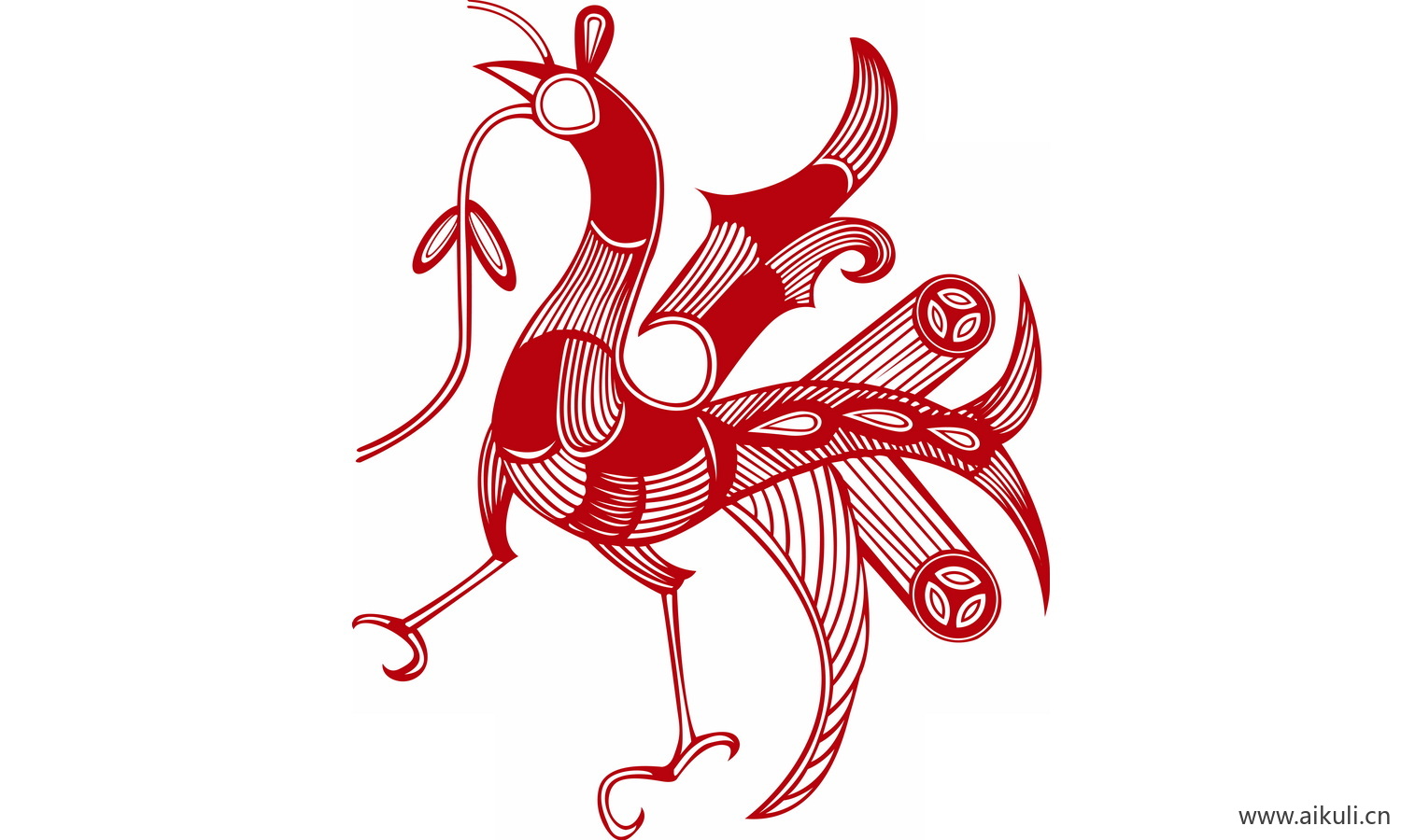 古风龙凤矢量图案纹样PNG-V凤形图案