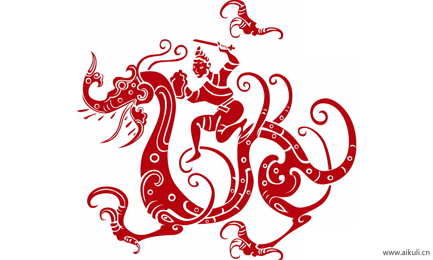 中式龙凤图案纹样PNG-V龙形图案矢量