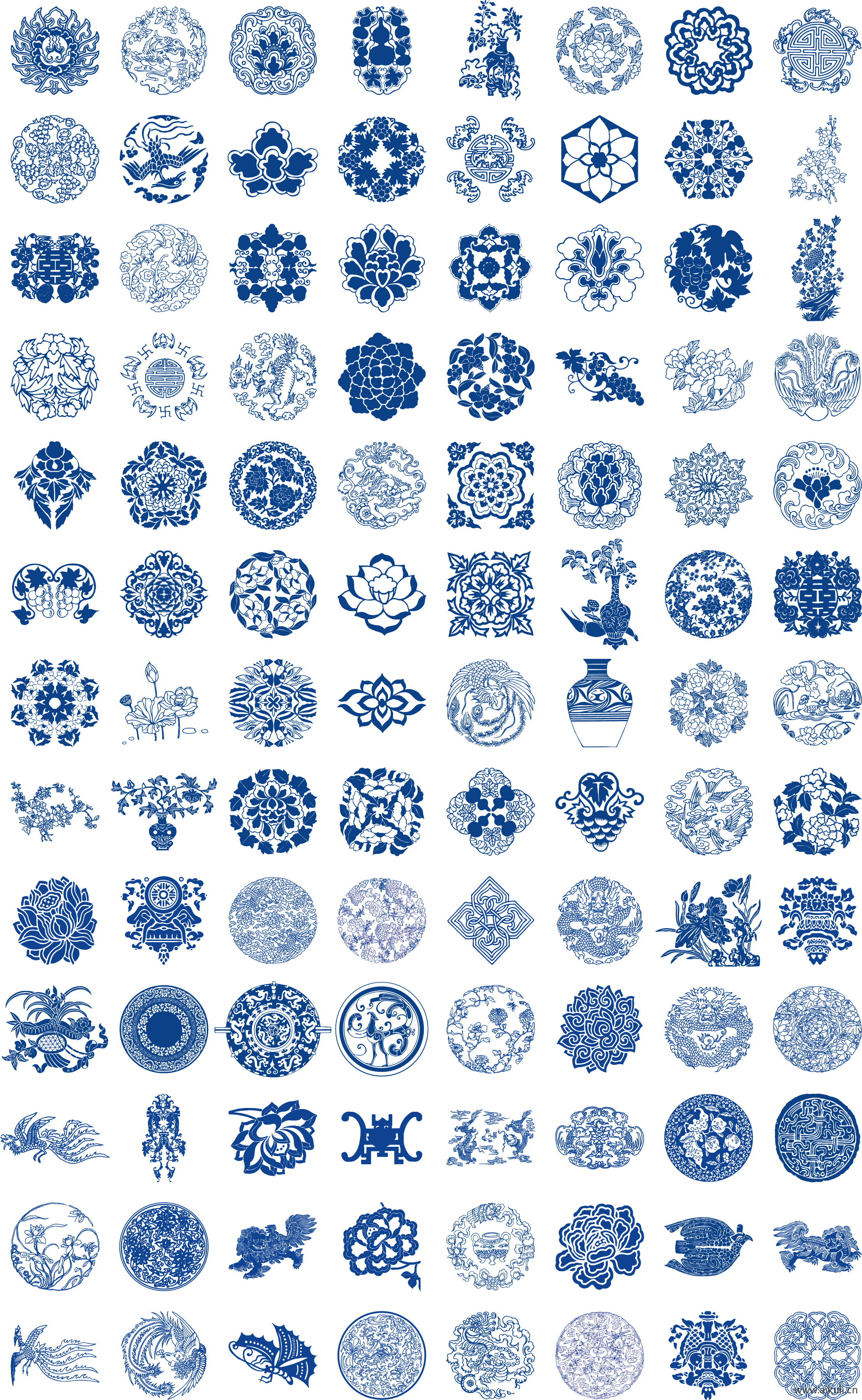 青花瓷图案合集AI矢量
