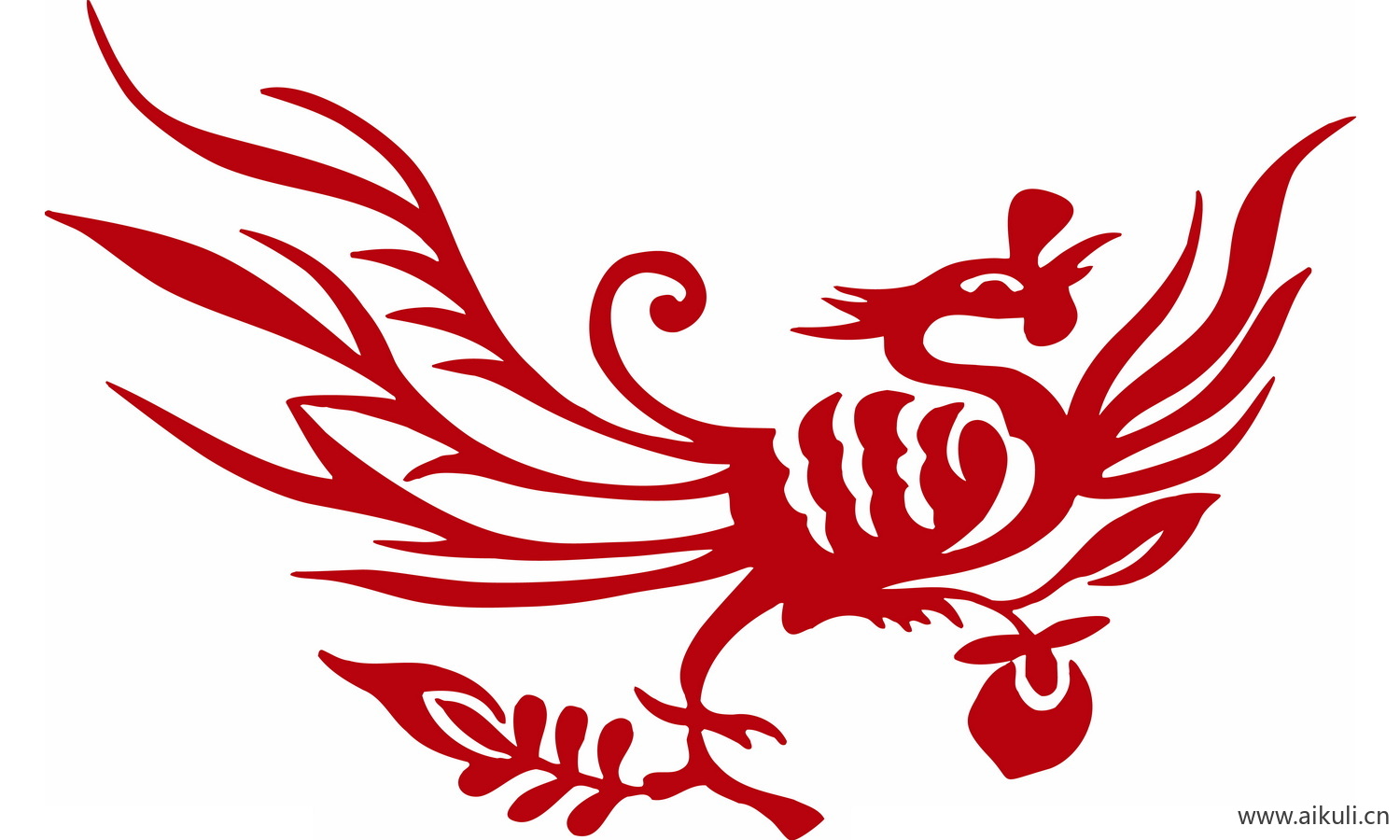 龙凤矢量图案纹样PNG-I凤形图案