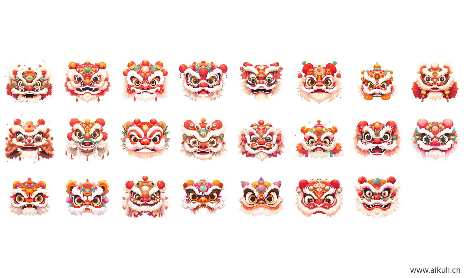 喜庆节日舞龙舞狮新年舞狮舞龙插画PNG素材