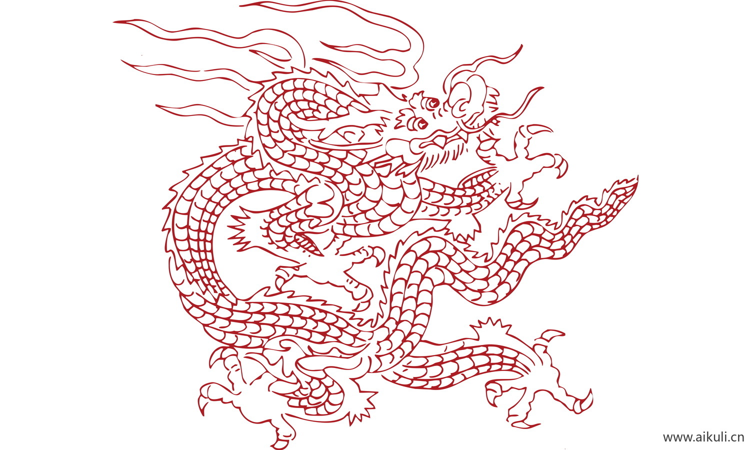 中式龙凤图案纹样PNG-BD龙形图案矢量