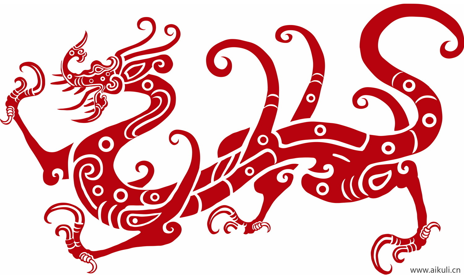 中式龙凤图案纹样PNG-S龙形图案矢量