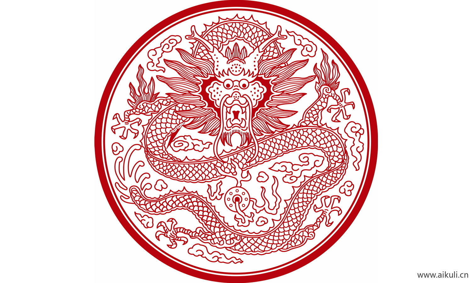 中式龙凤图案纹样PNG-A龙形图案矢量