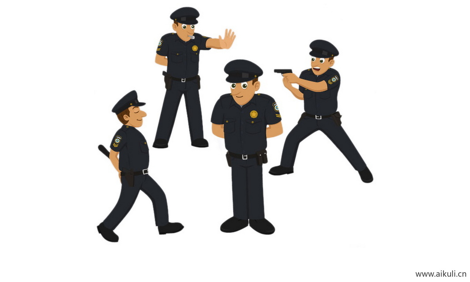 警察武警公安人物抓小偷扫黑除恶插画PNG (6)