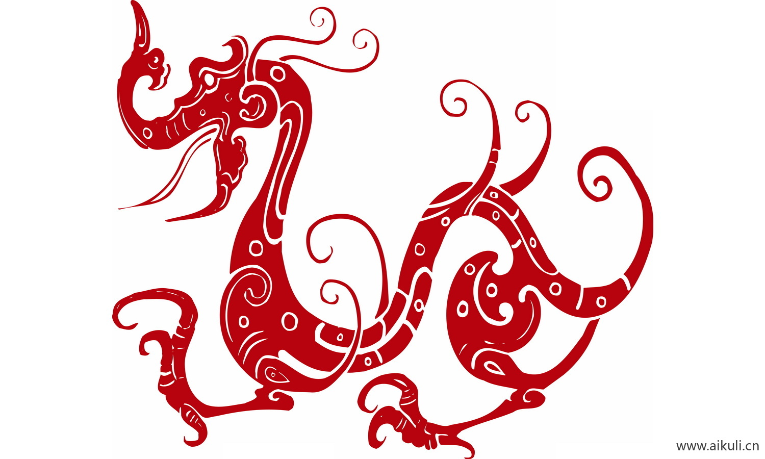 中式龙凤图案纹样PNG-T龙形图案矢量