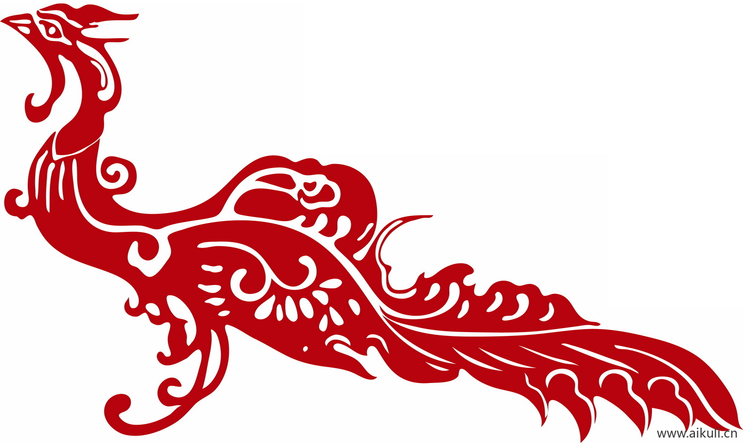 龙凤矢量图案纹样PNG-A凤形图案