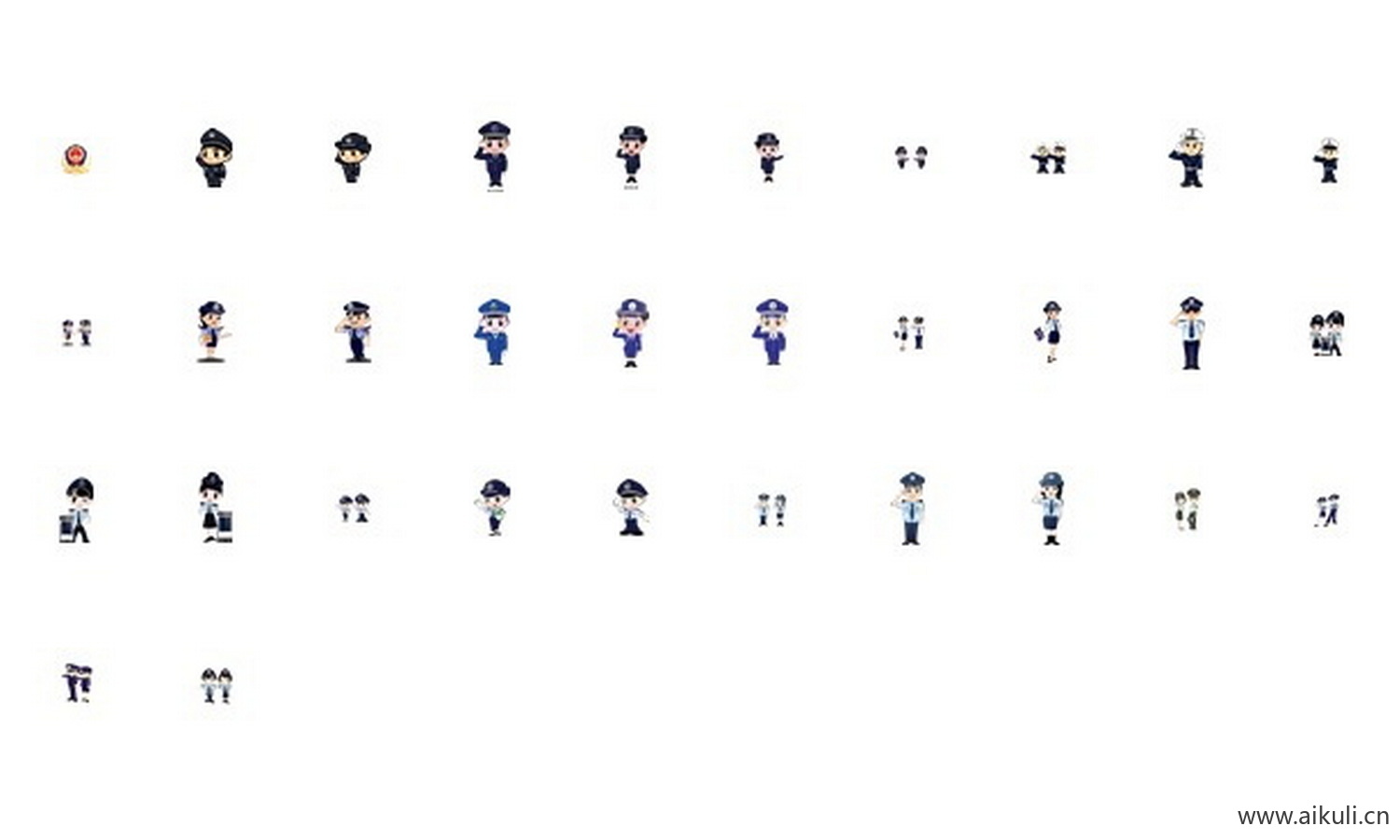 卡通手绘警察武警公安人物抓小偷扫黑除恶插画PNG免扣素材 - 副本 (3)