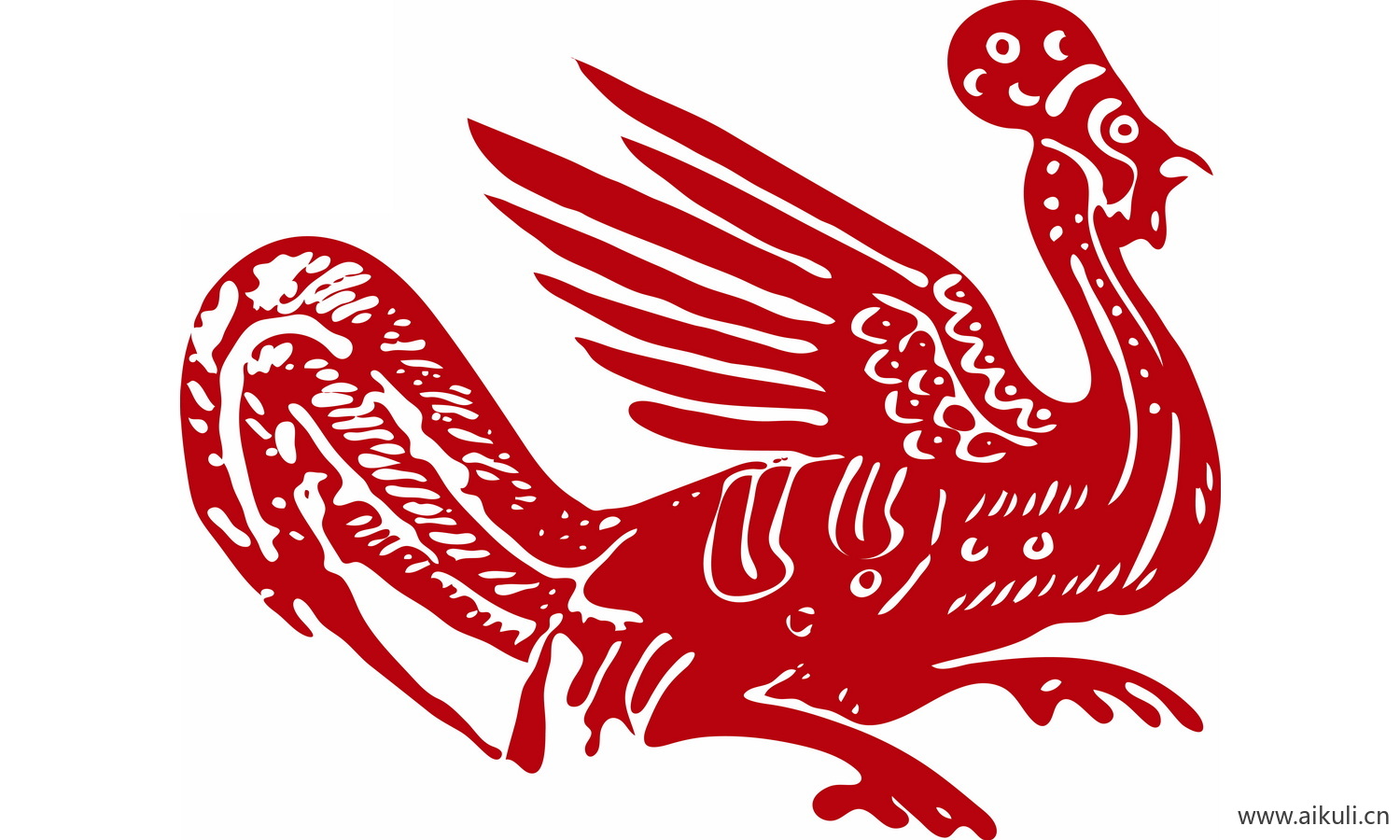 古风龙凤矢量图案纹样PNG-S凤形图案