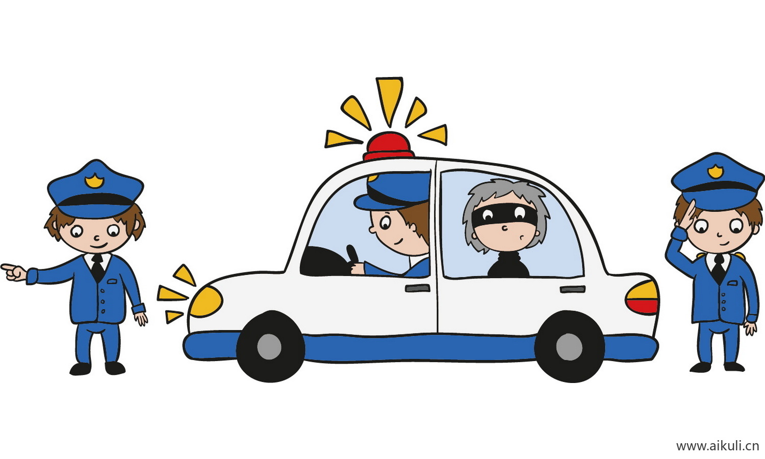 警察武警公安人物抓小偷扫黑除恶插画PNG (3)