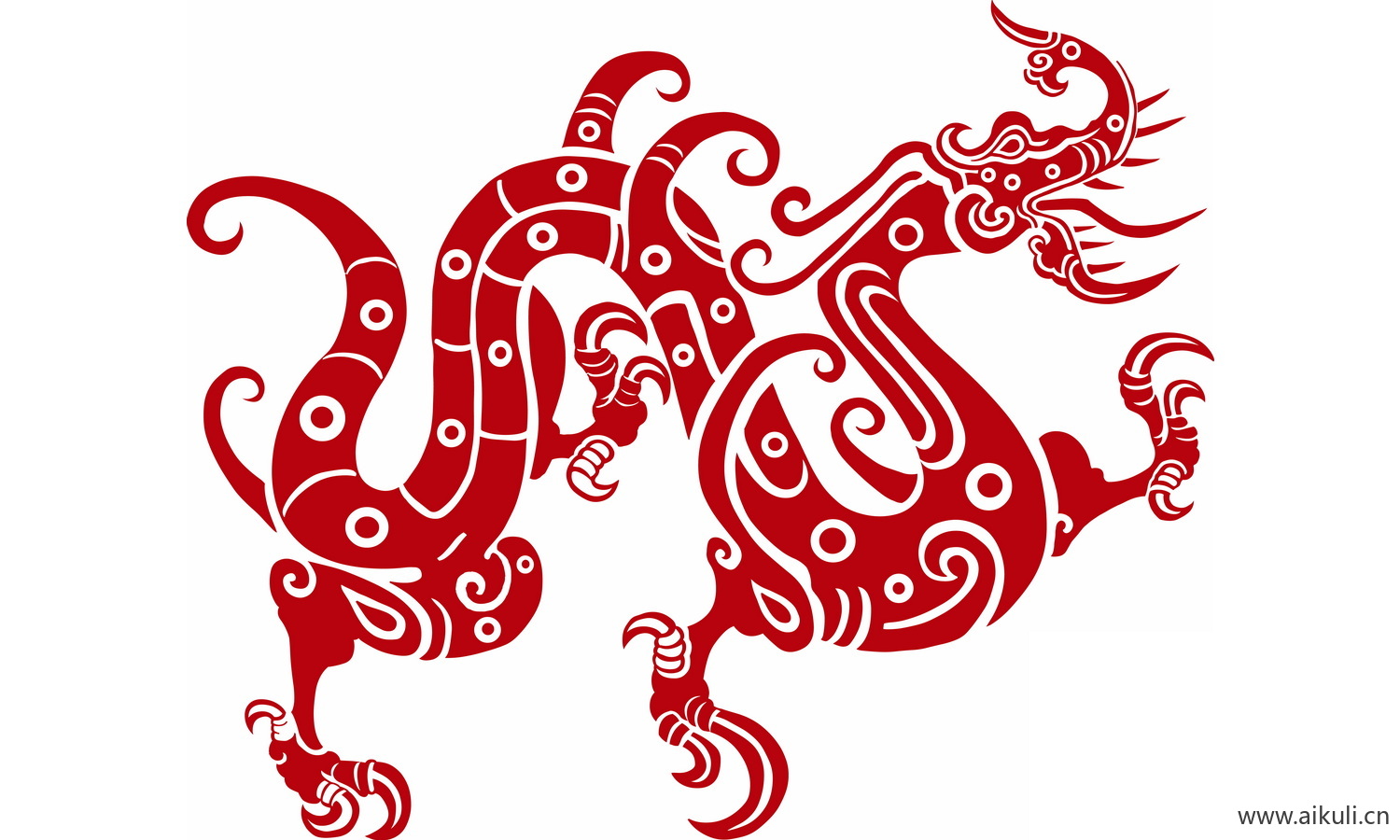 中式龙凤图案纹样PNG-W龙形图案矢量