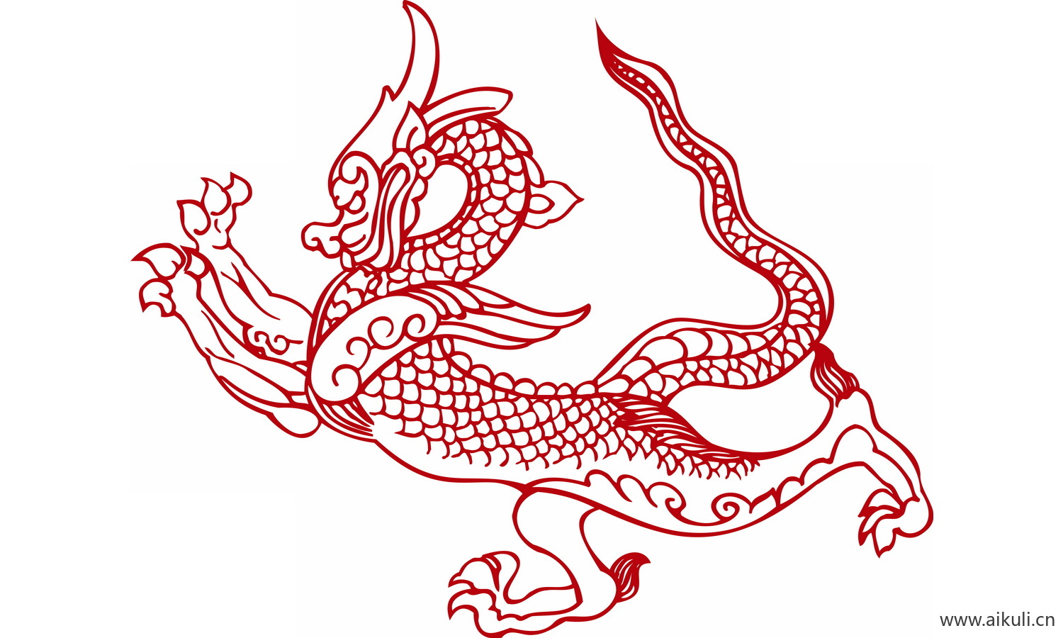 中式龙凤图案纹样PNG-J龙形图案矢量