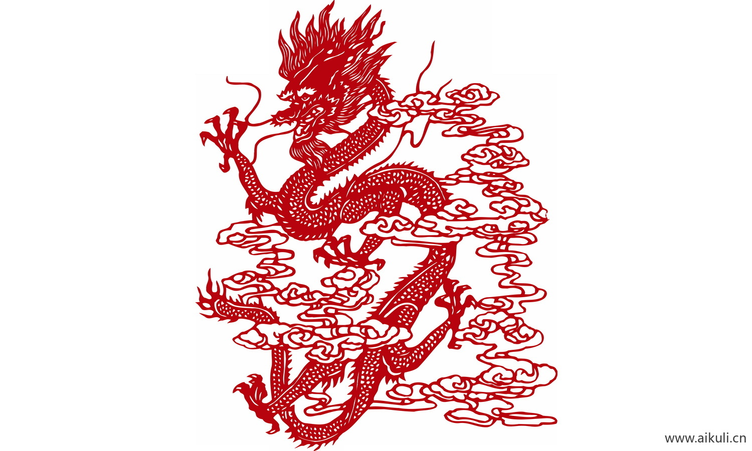 中式龙凤图案纹样PNG-L龙形图案矢量