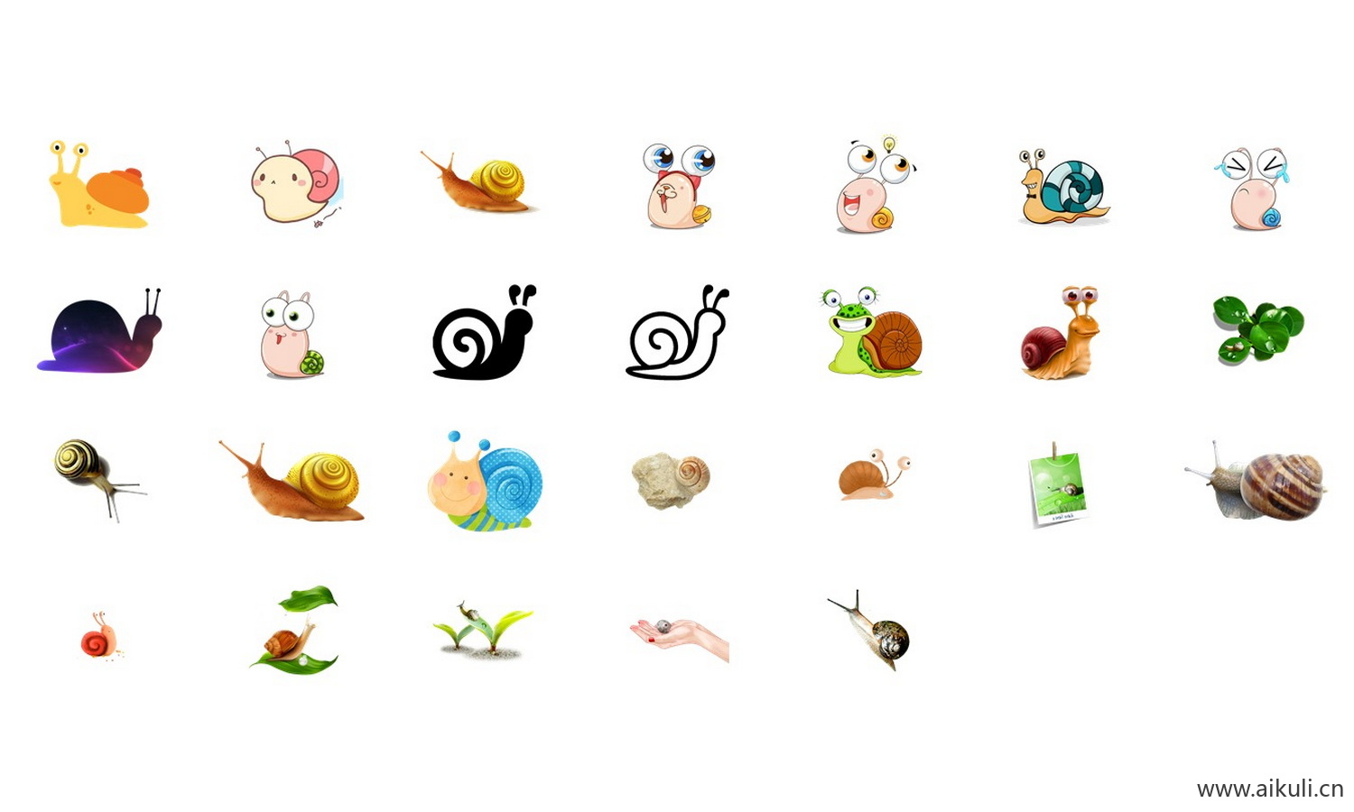 卡通手绘蜗牛幼儿园贴纸昆虫海报背景png透明背景