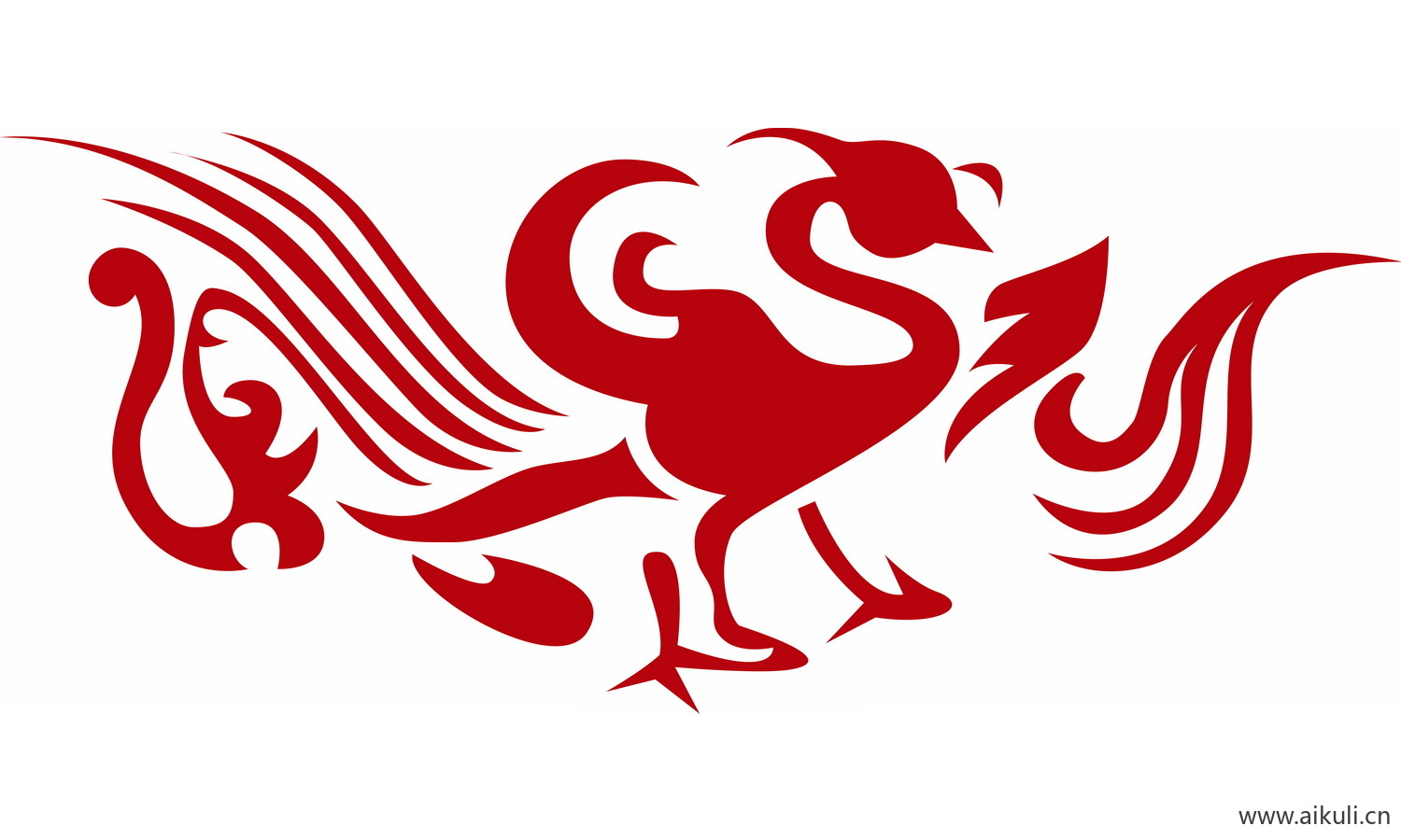 古风龙凤矢量图案纹样PNG-K凤形图案