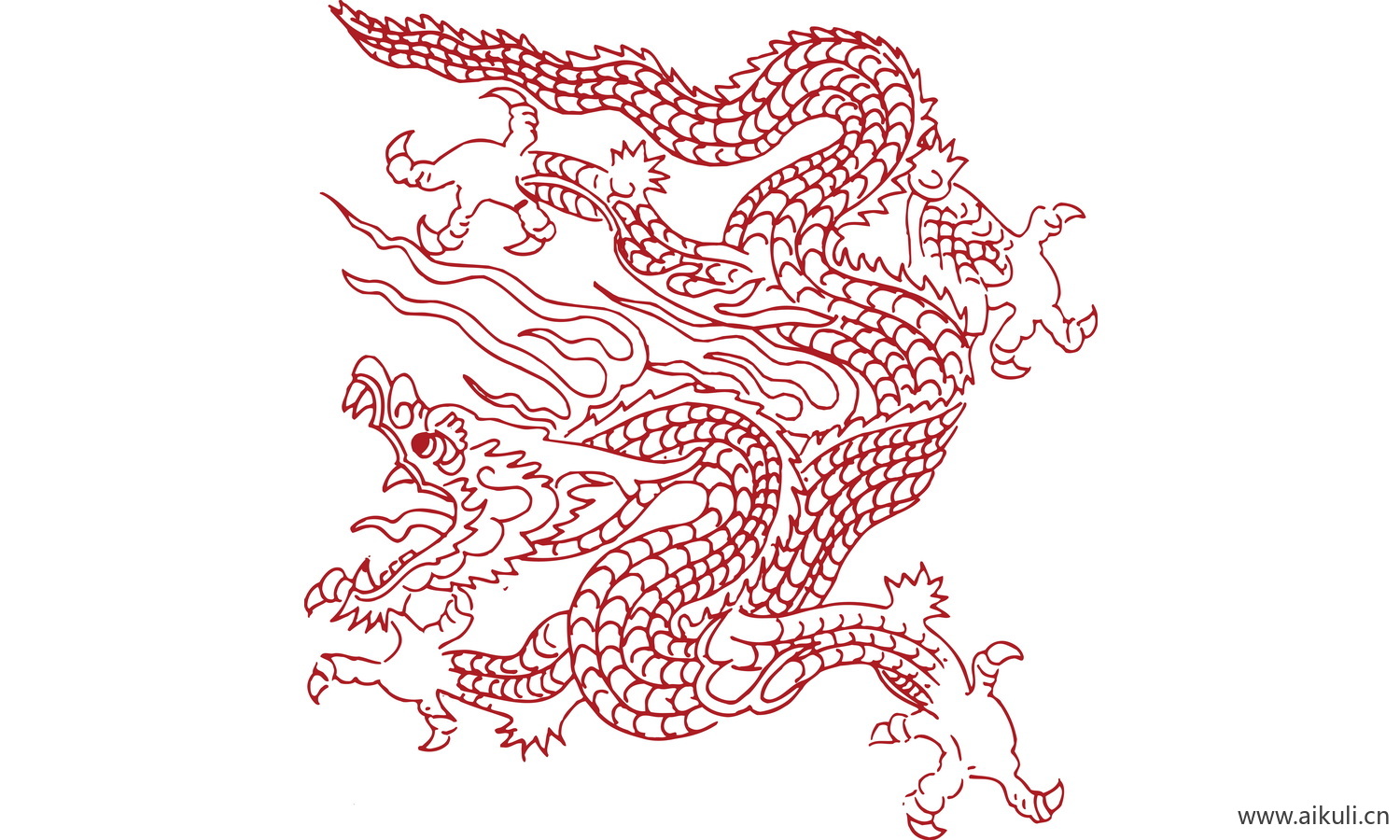 中式龙凤图案纹样PNG-BB龙形图案矢量