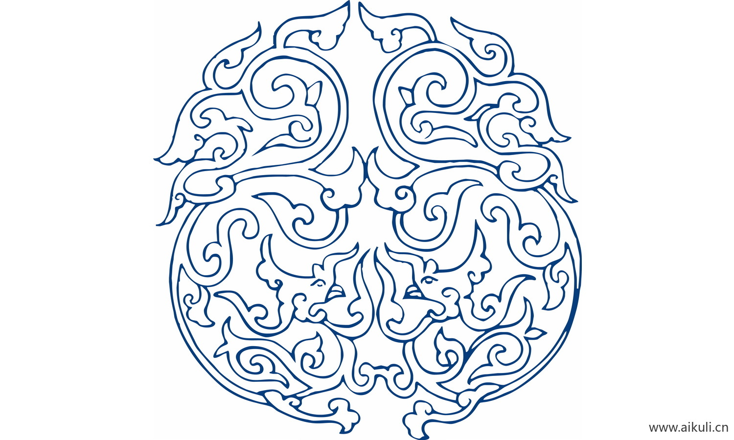 圆形青花瓷图案PNG-V图形图案