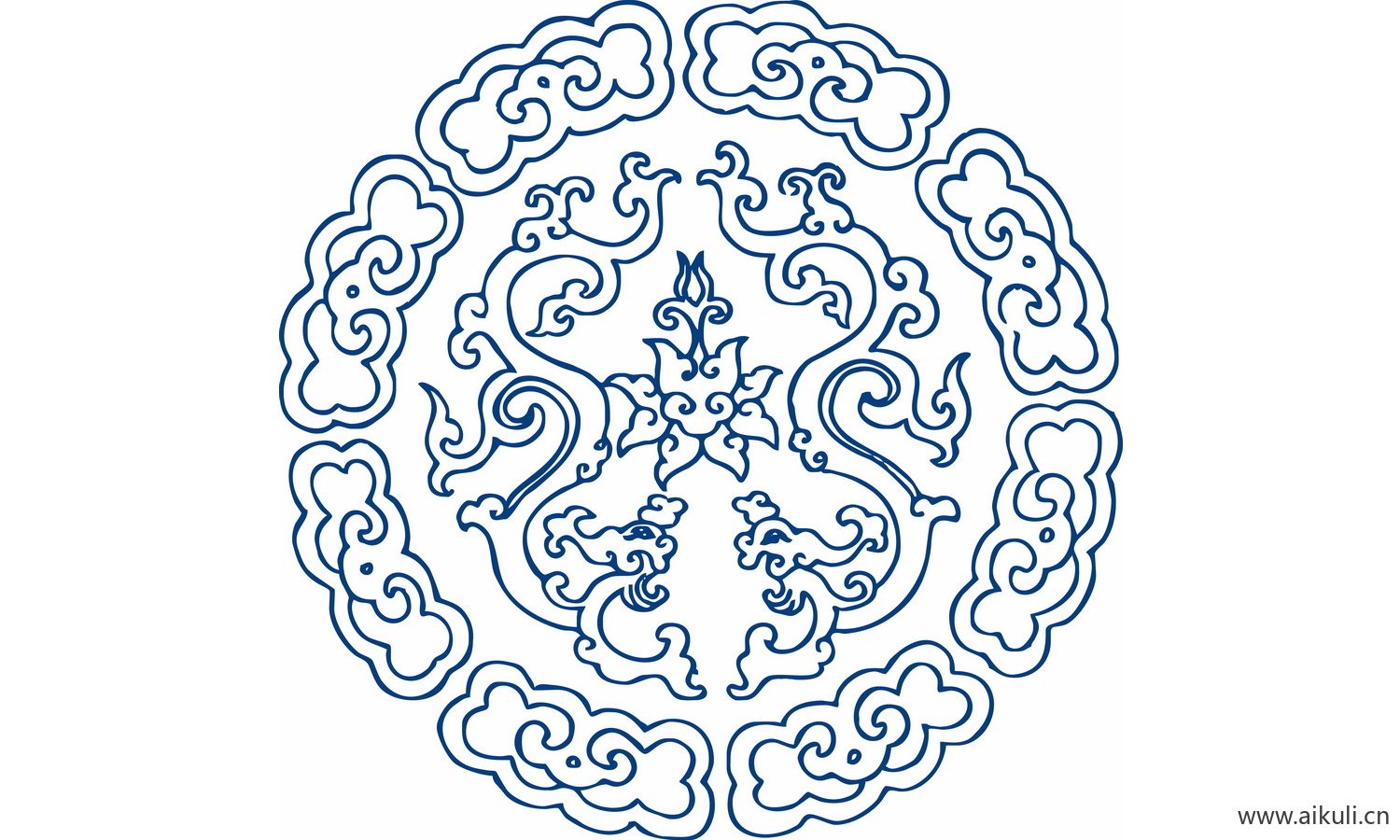 圆形青花瓷图案PNG-BC图形图案