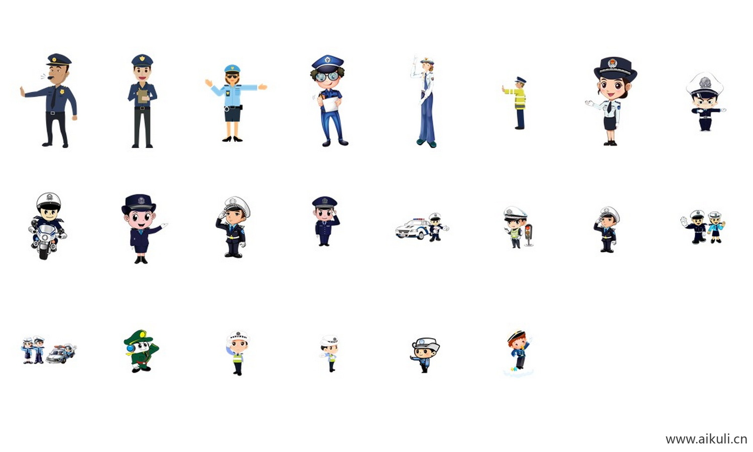 卡通警察交警安全出行字体交通安全宣传插画背景PNG免扣