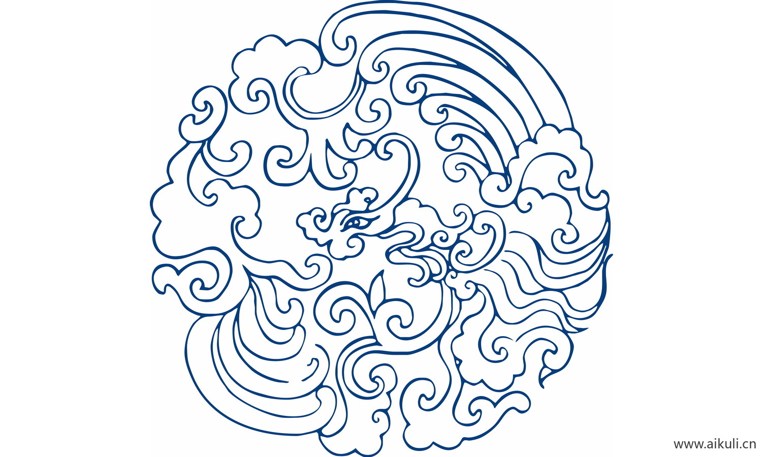 圆形青花瓷图案PNG-K图形图案