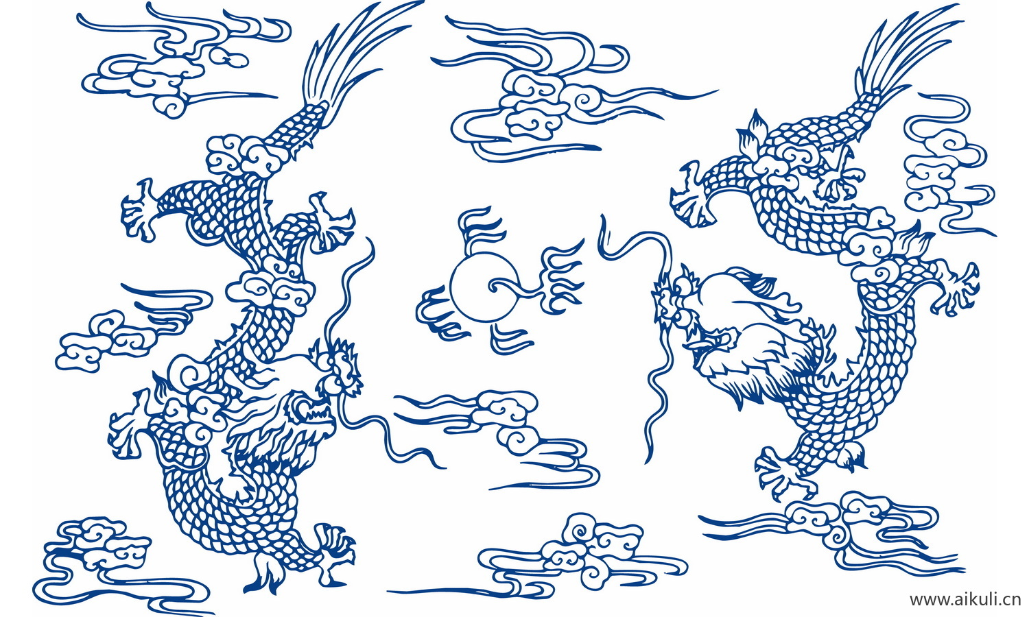 青花瓷龙凤图案PNG-C图形图案