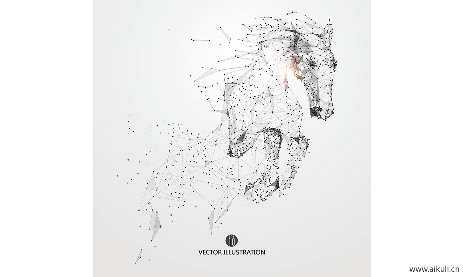 抽象体育运动粒子剪影动物骏马奔腾奔跑图案元素AI-Q矢量设计素材