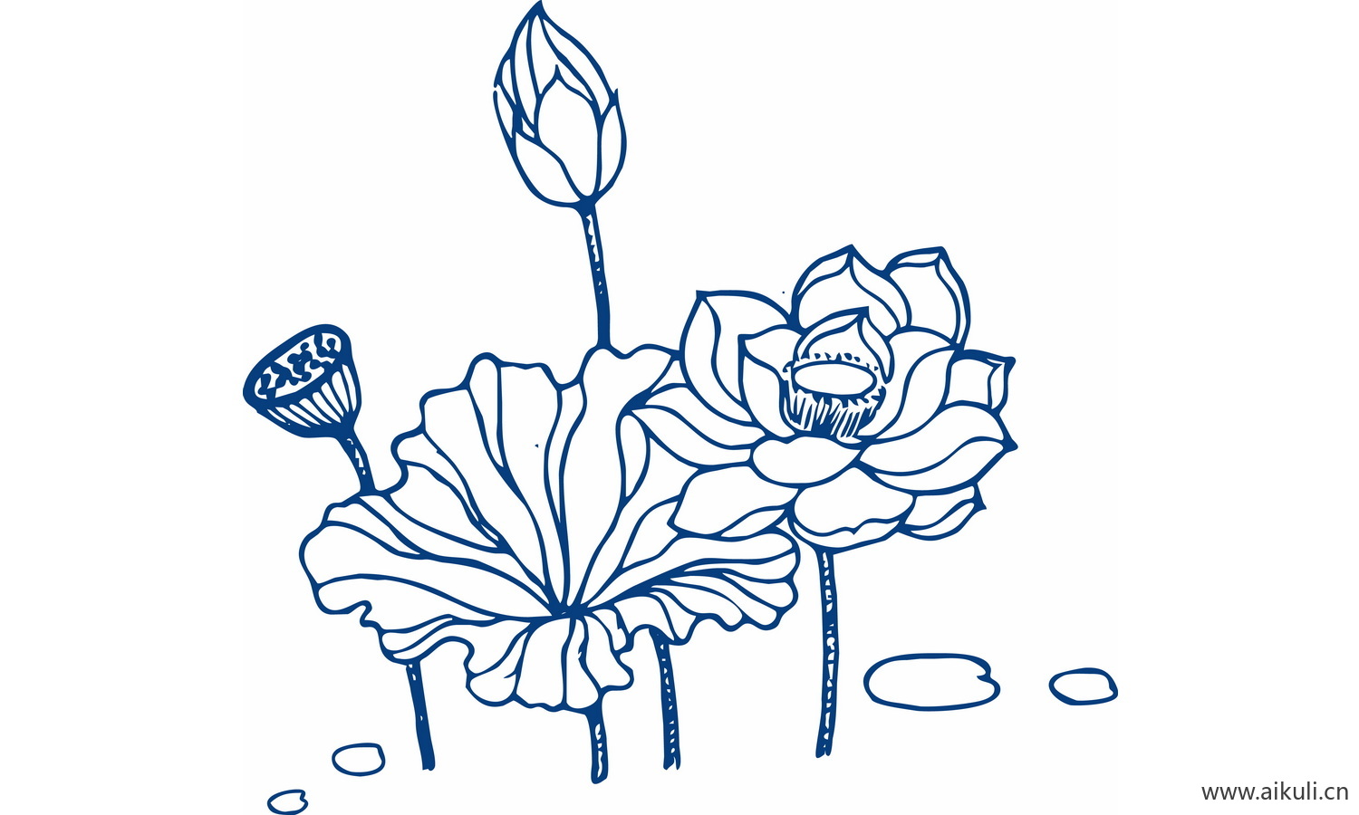 青花瓷植物图案PNG-E图形图案