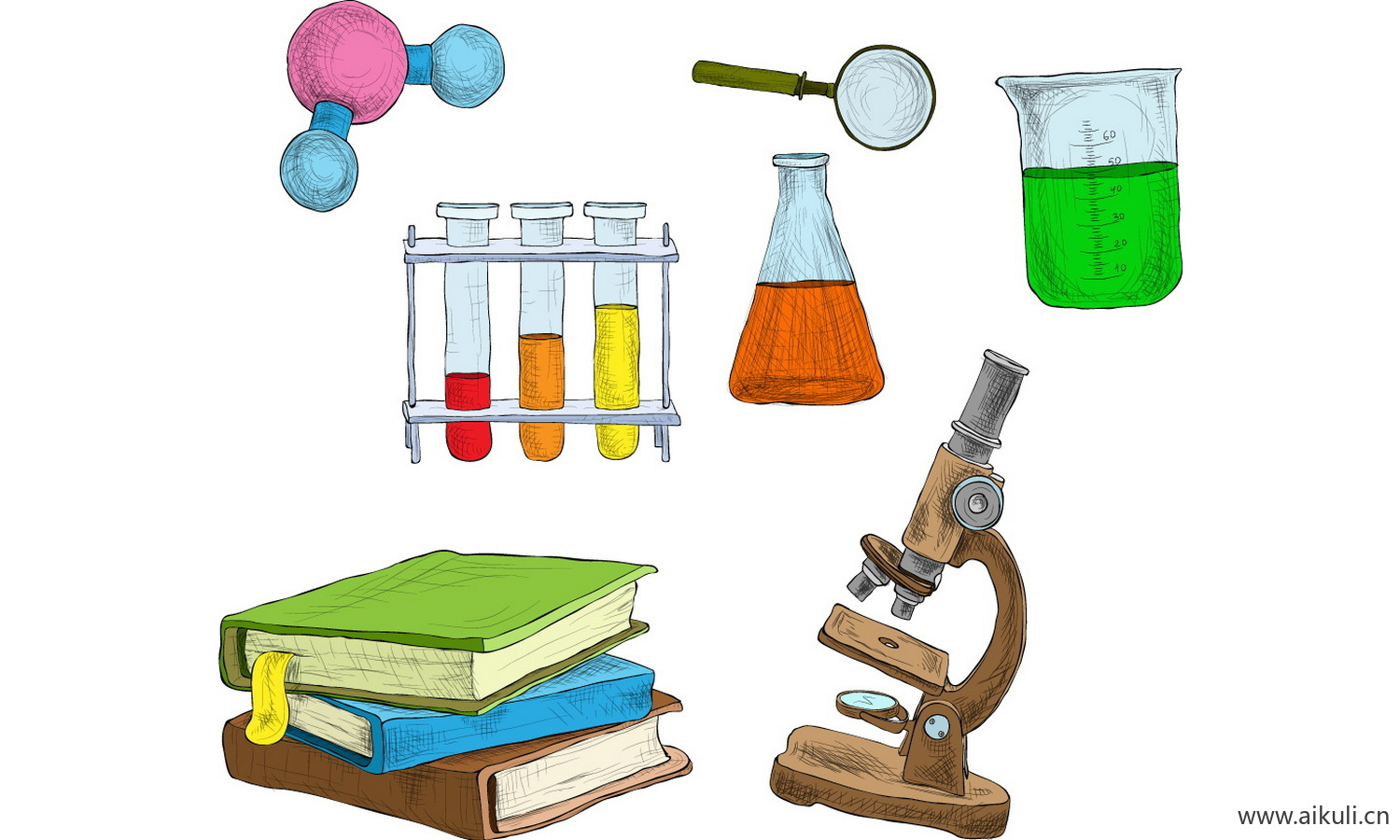 科学化学实验卡通人物化学实验设备器材化学插画PNG免扣 (8)