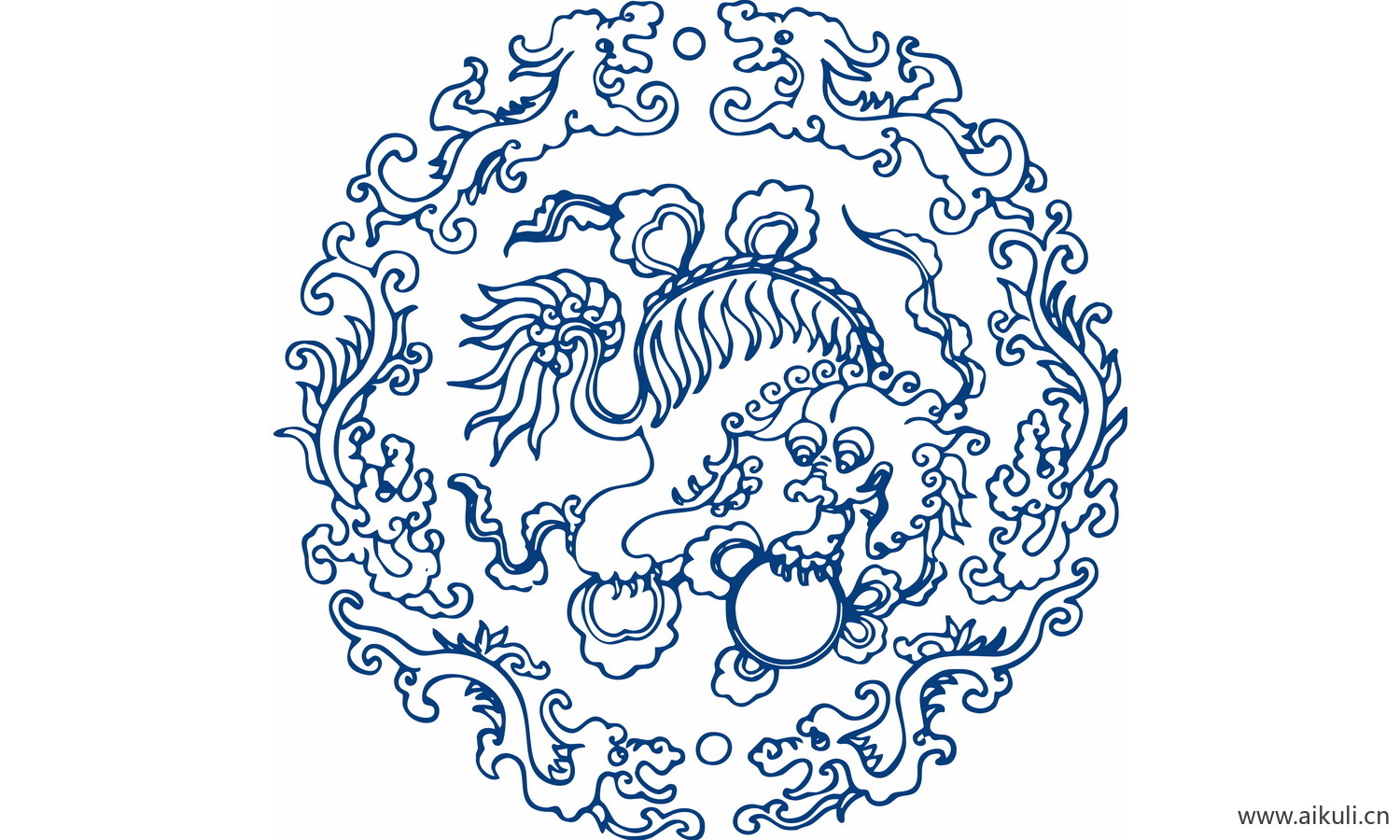 圆形青花瓷图案PNG-BY图形图案