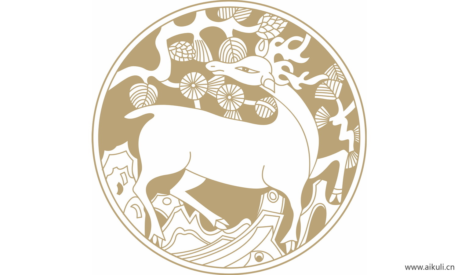 圆形图案中式传统吉祥纹样EPS-L矢量图