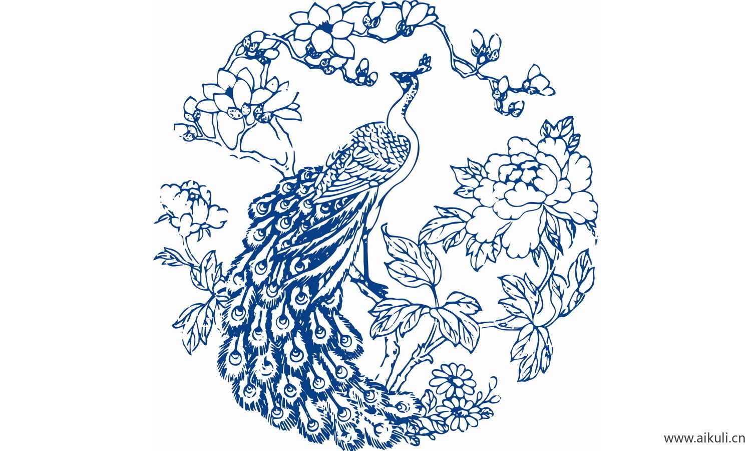 青花瓷龙凤图案PNG-V图形图案