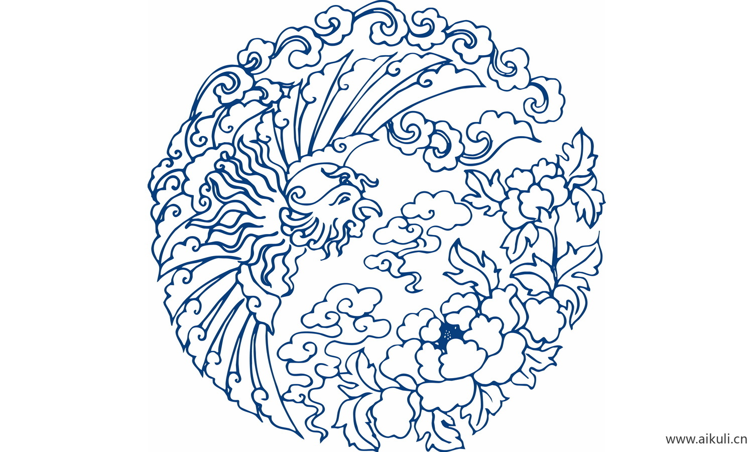 圆形青花瓷图案PNG-BD图形图案